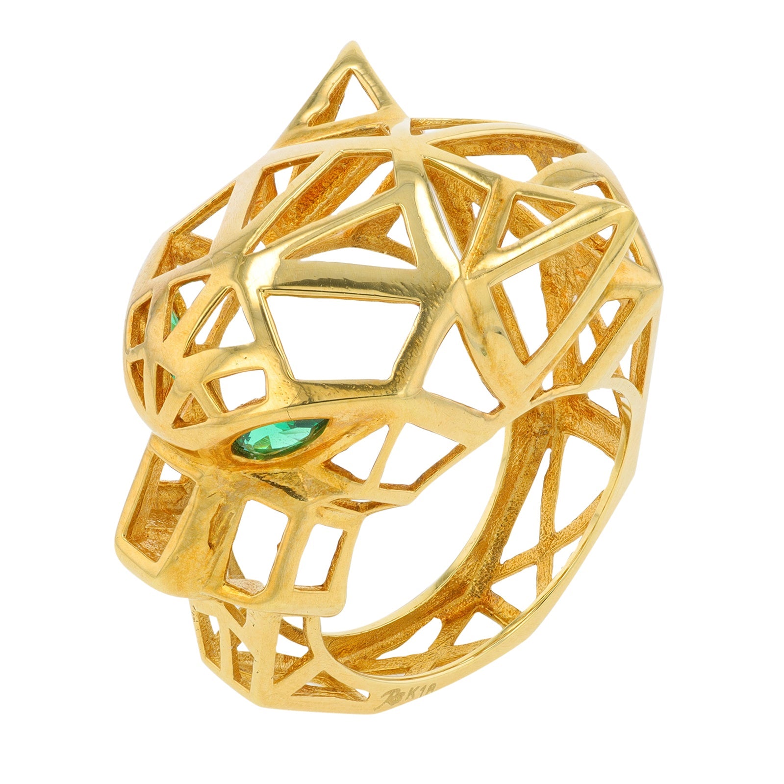 18K YG Emerald & Black Onyx Panther Ring