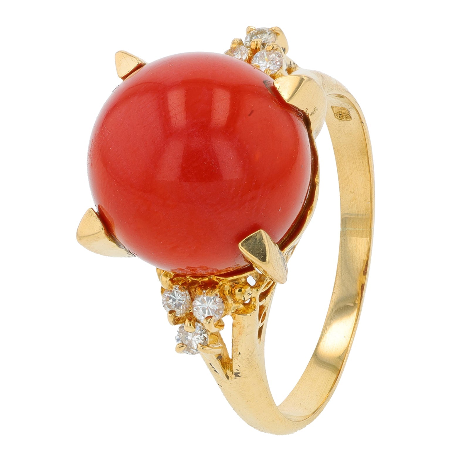 18K YG 11.6 MM Coral Ring