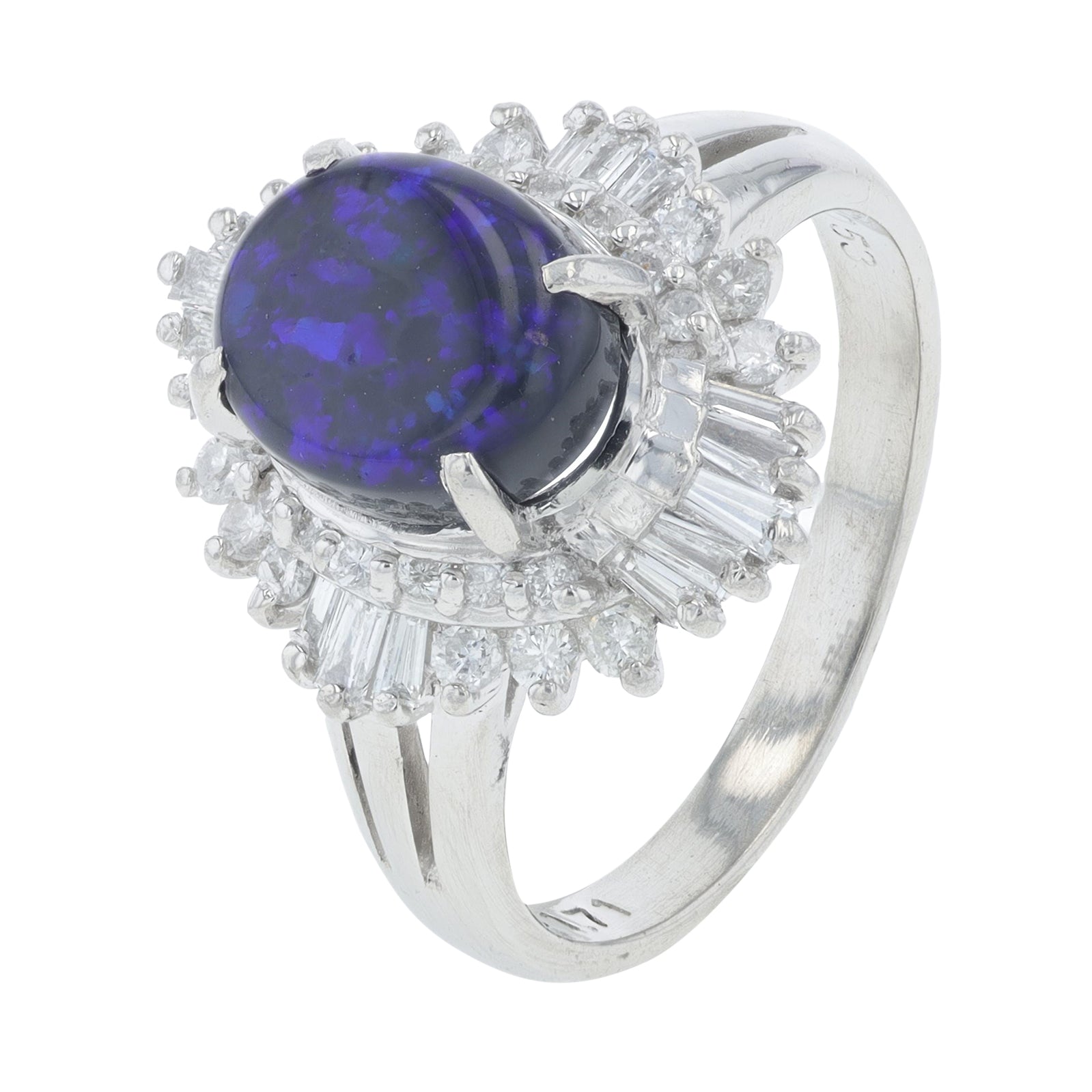 PT900 1.71 CT Black Opal Center Ring