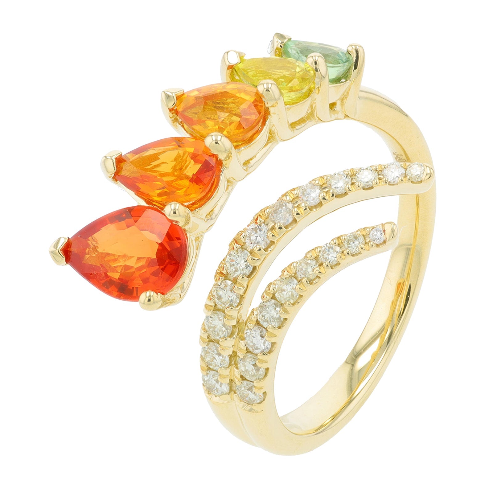 14K YG 2.29 CT Multi Sapphire Bypass Ring