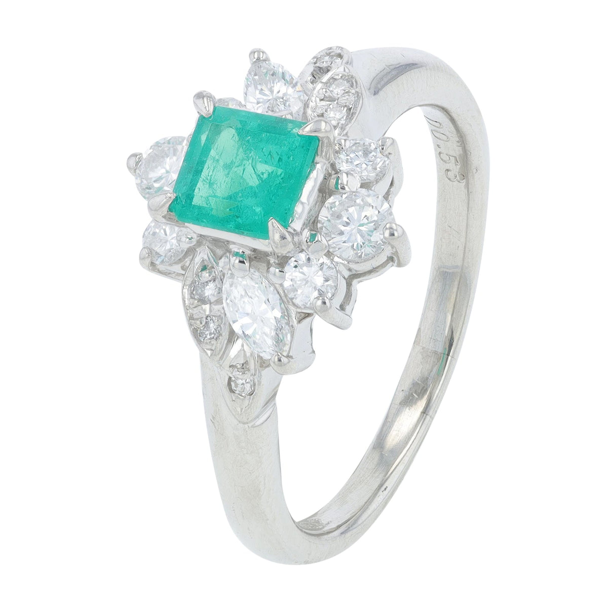PT900 .62 CTW Emerald Ring