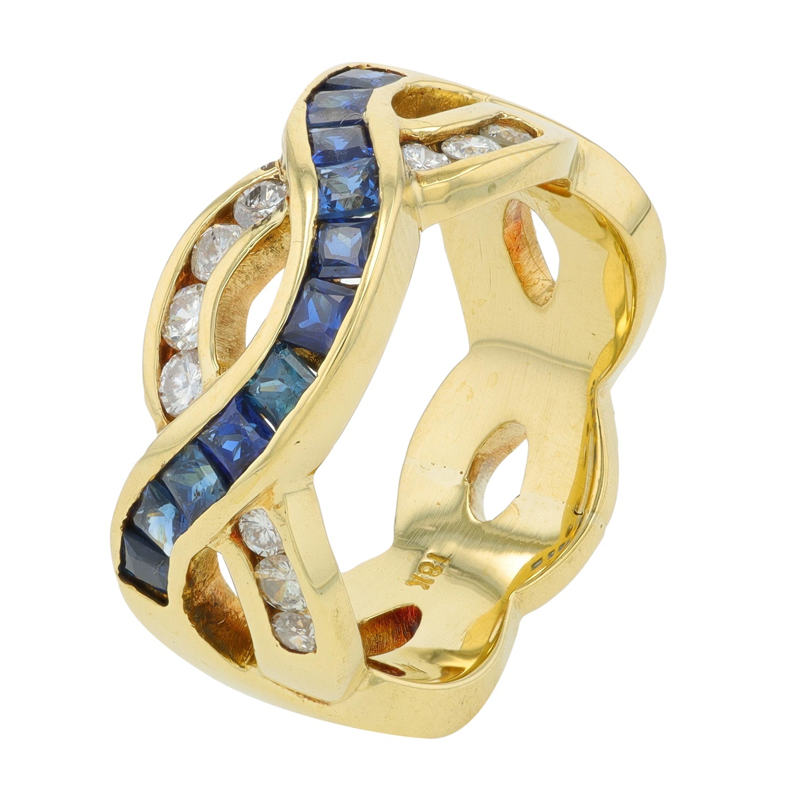 18K YG .45 CT Sapphire Crossover Ring