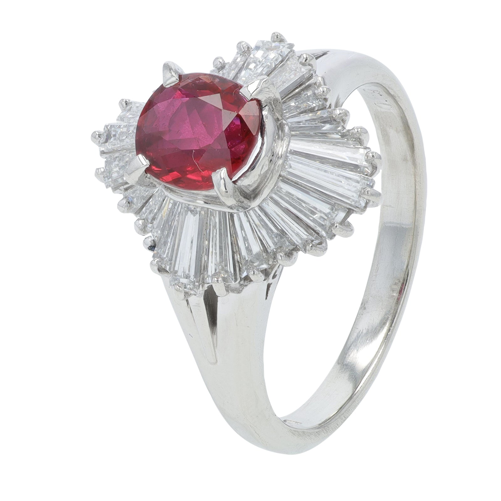 PT900 1.02 CT Ruby Center Ring