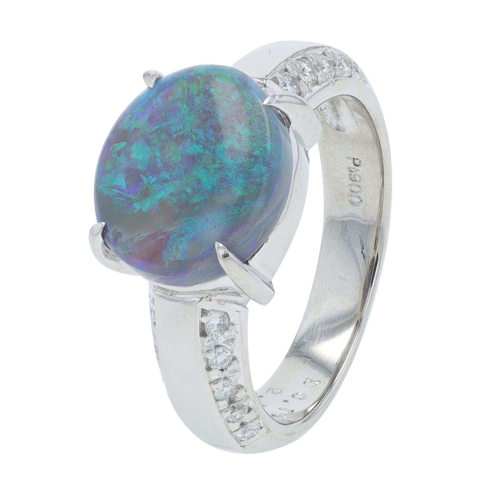 PT900 2.40 CT Black Opal Center Ring