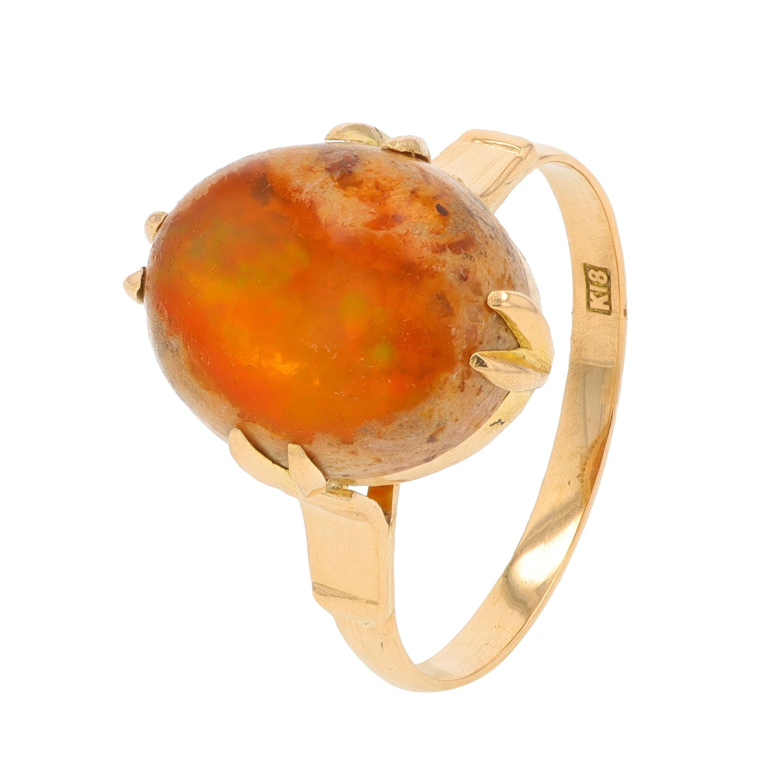 18K YG Fire Opal Center Ring
