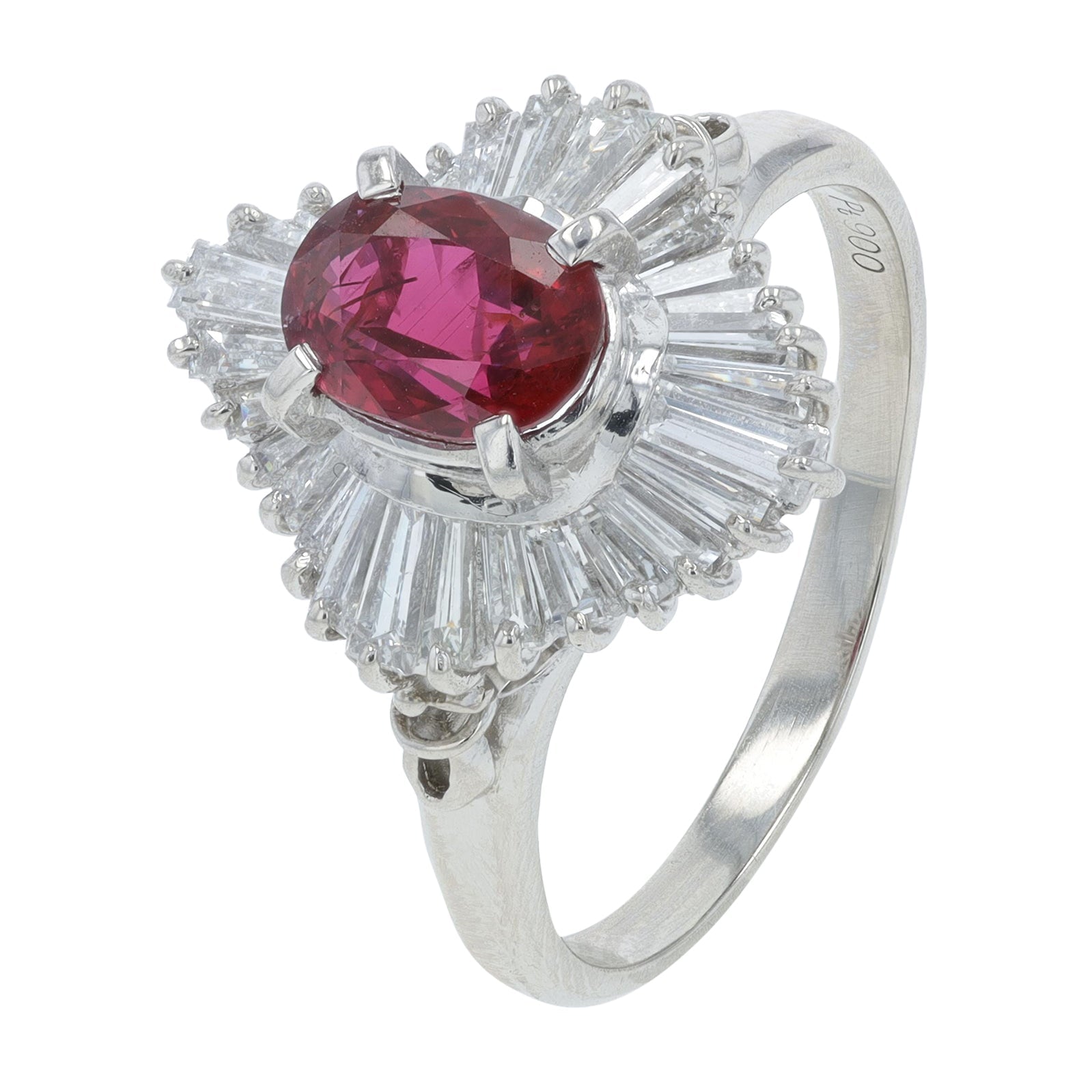 PT900 1.34 CT Ruby Center Ring