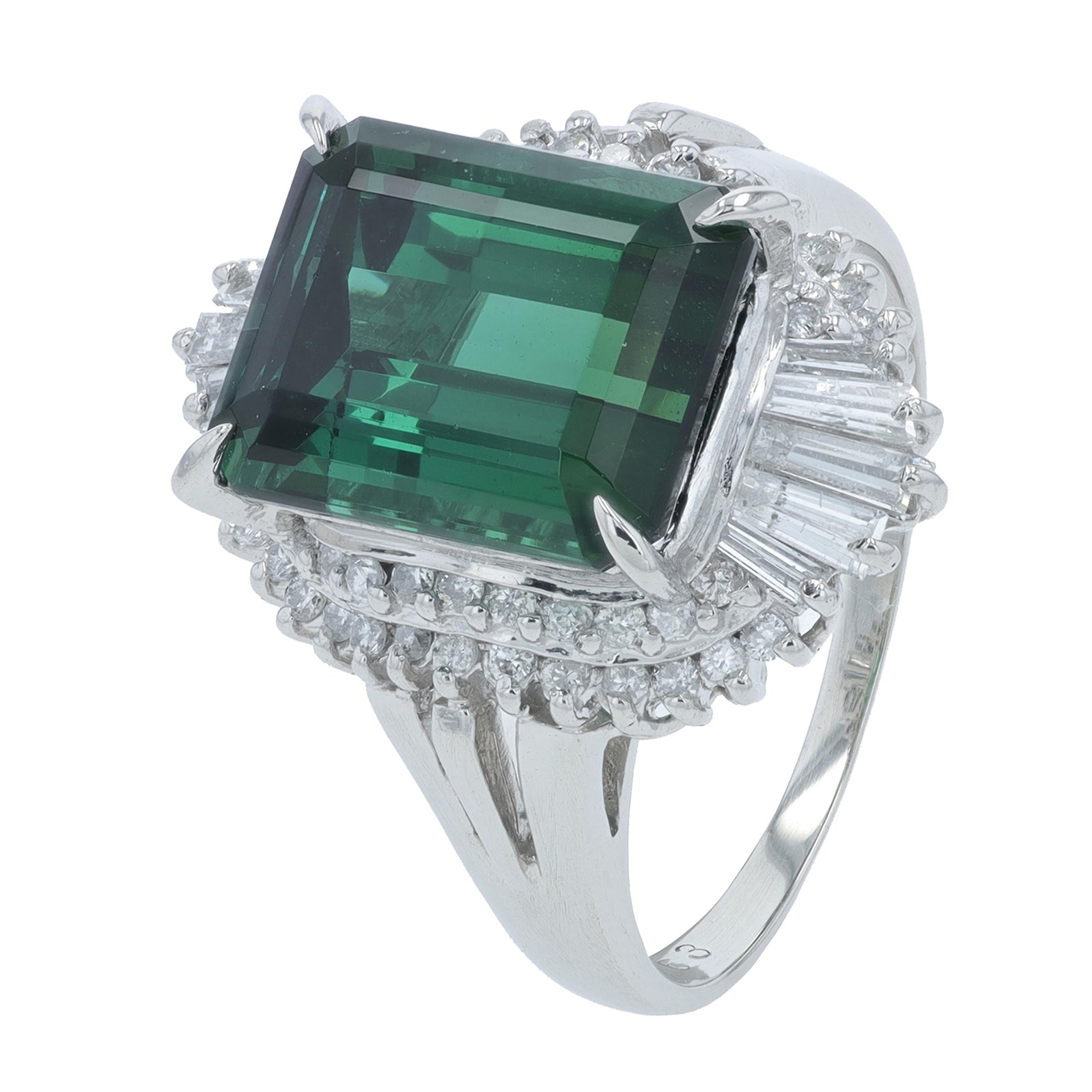 PT900 6 CT Green Tourmaline Ring