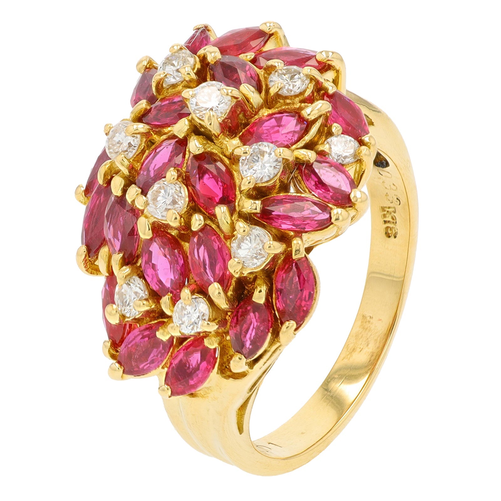 18K YG 2.01 CTW Ruby Cluster Ring