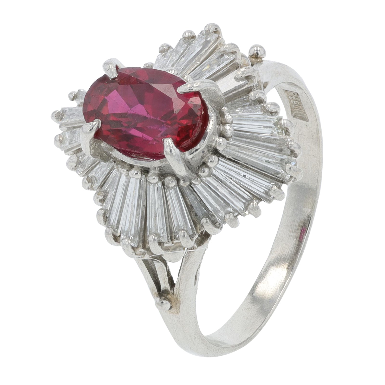 PT900 1.95 CT Ruby Center Ring