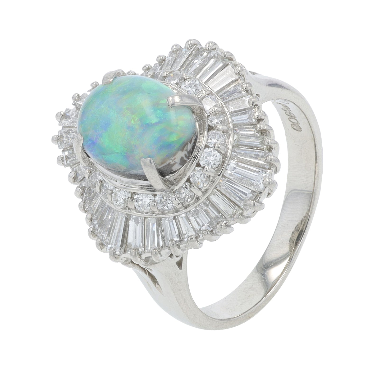 PT900 1.48 CT Black Opal Center Ring