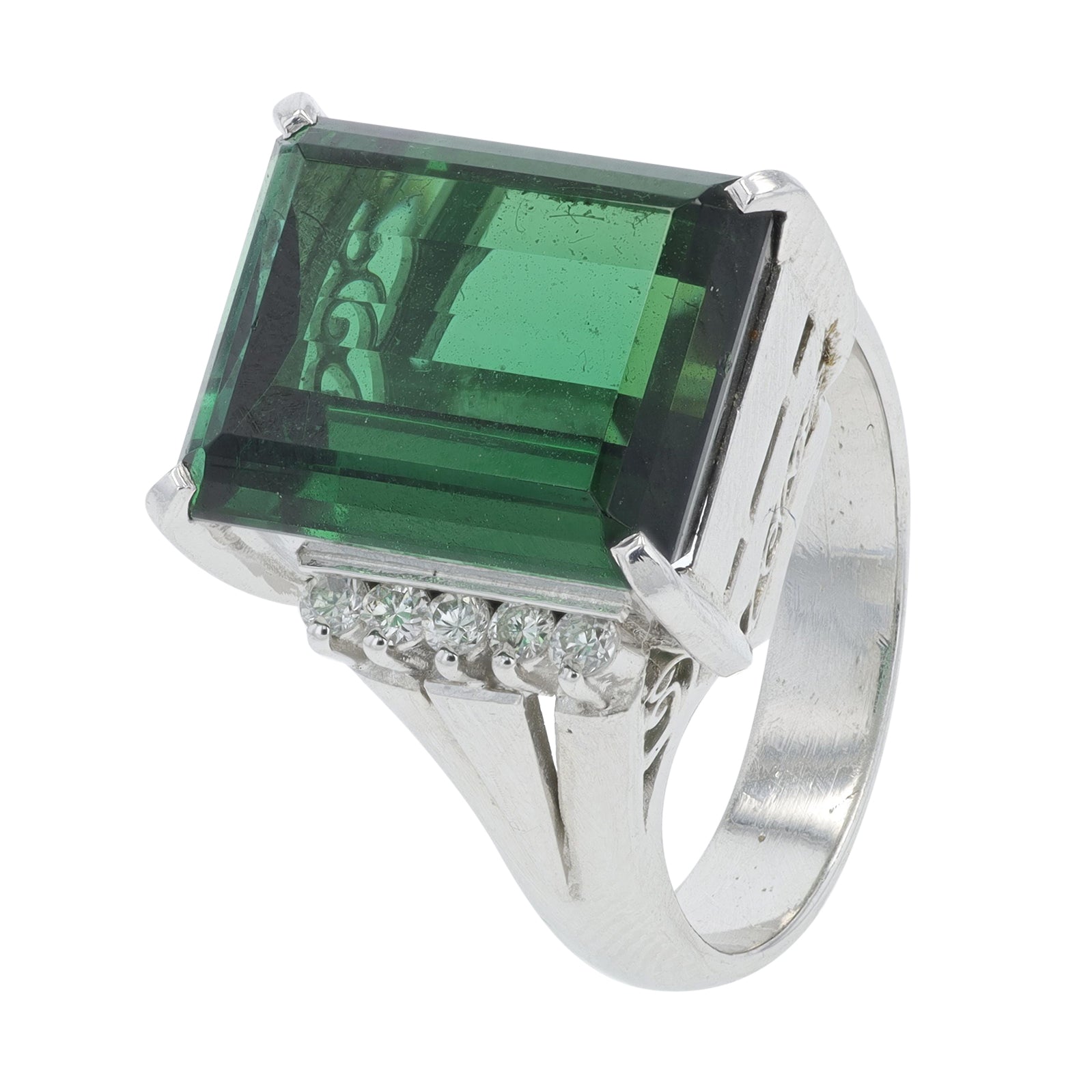 PT900 8.25 CT Green Tourmaline Ring