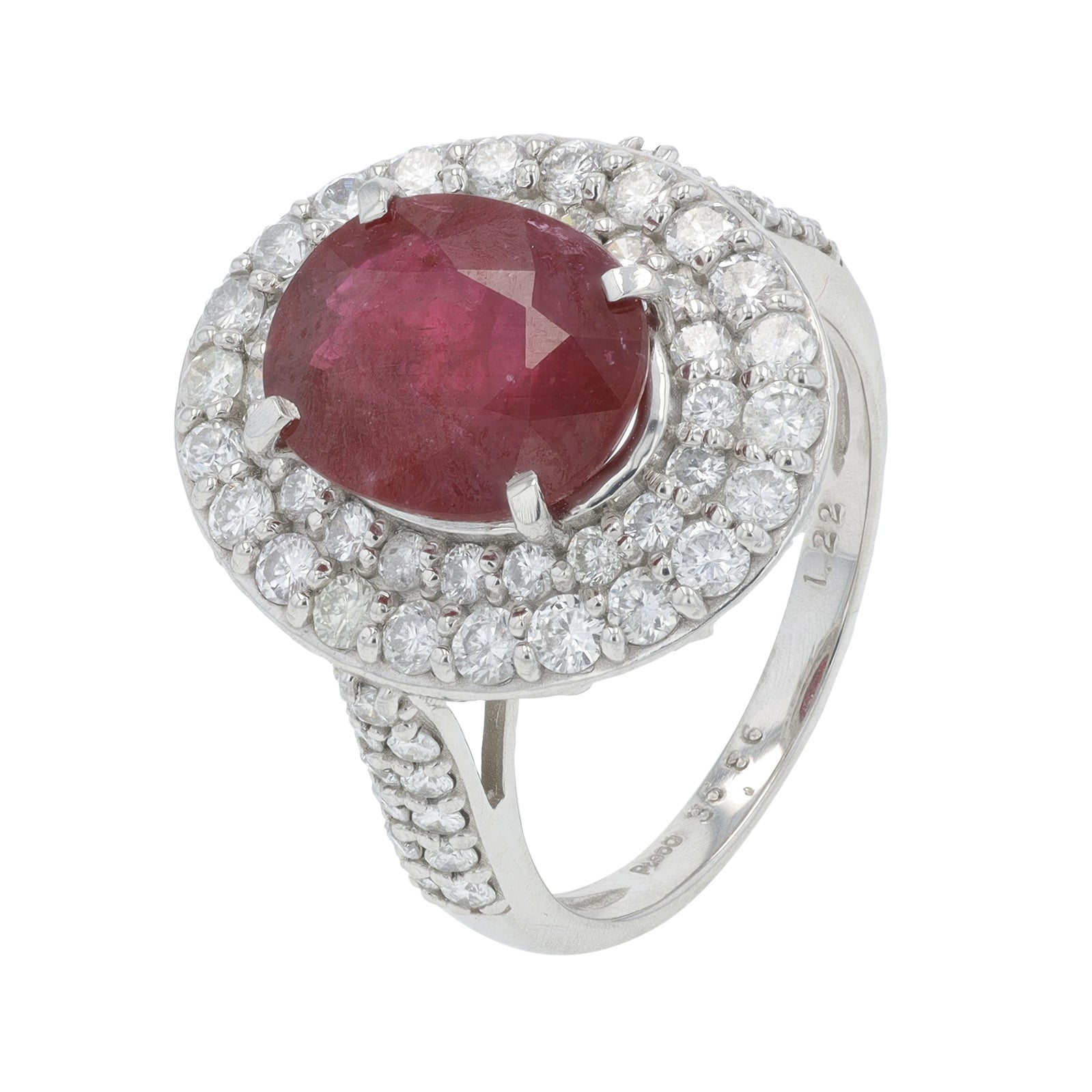 PT900 3.586 CT Pigeon Blood Ruby Center Ring