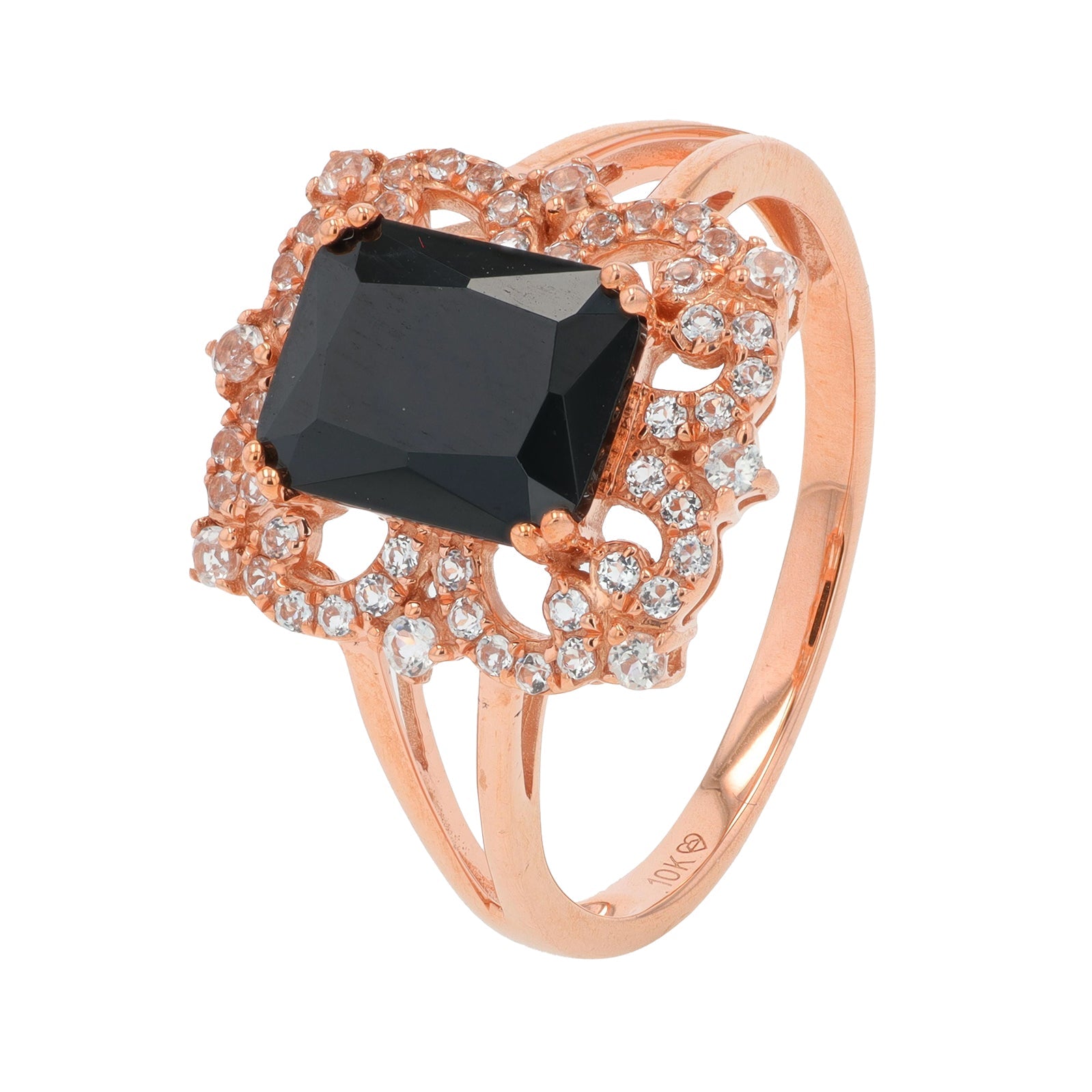 10K RG 1.33 CT Black & White Spinel Ring