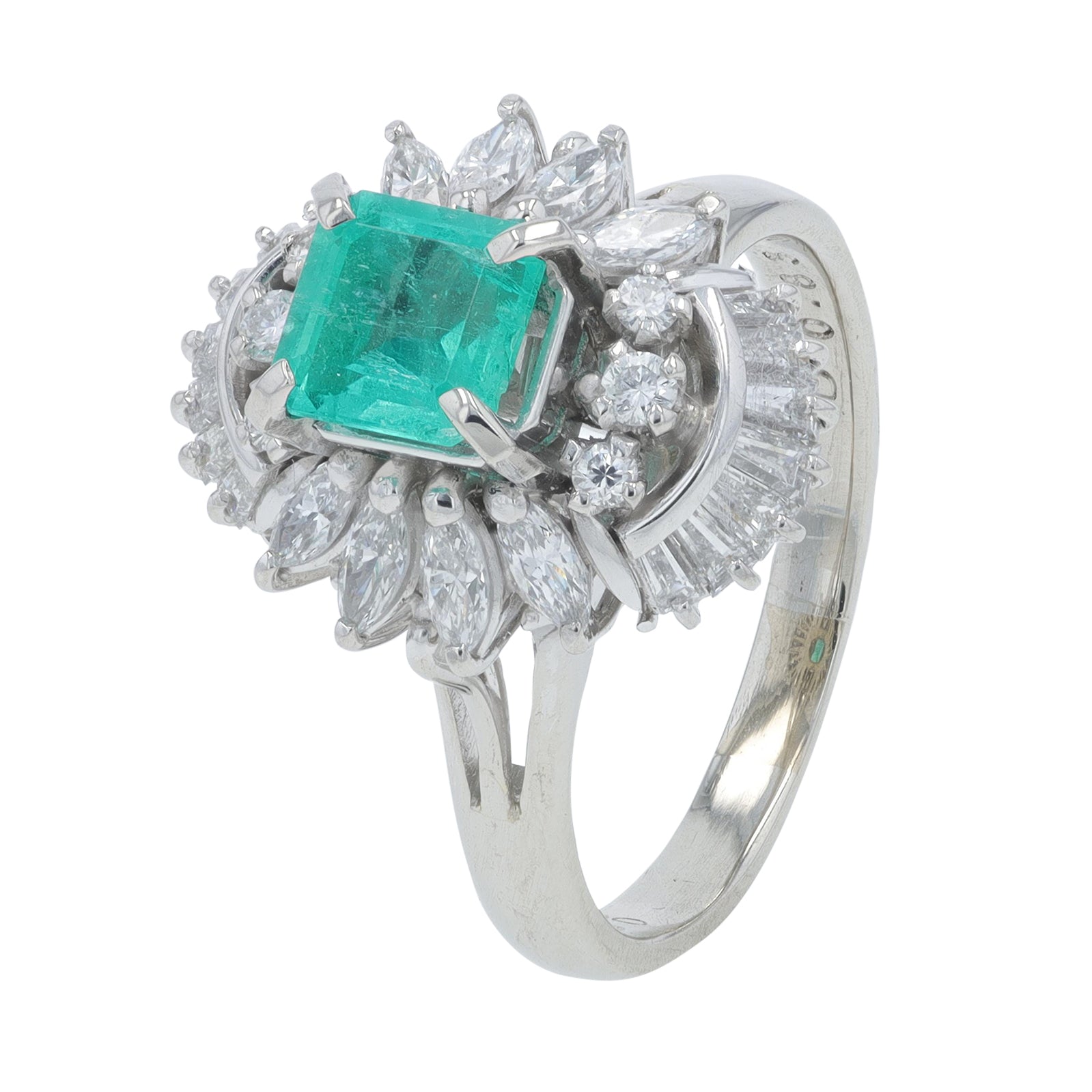 PT900 .68 CTW Emerald Ring