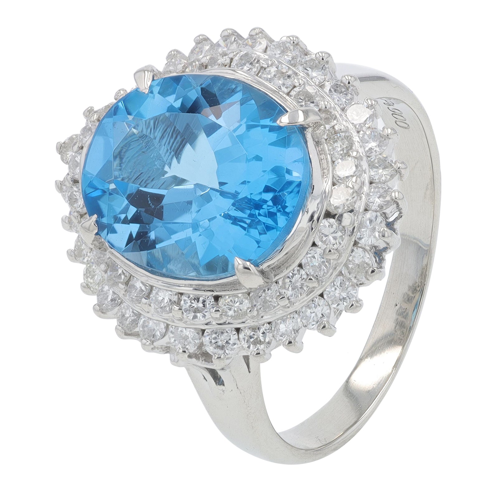 PT900 5.77 CT Blue Topaz Ring