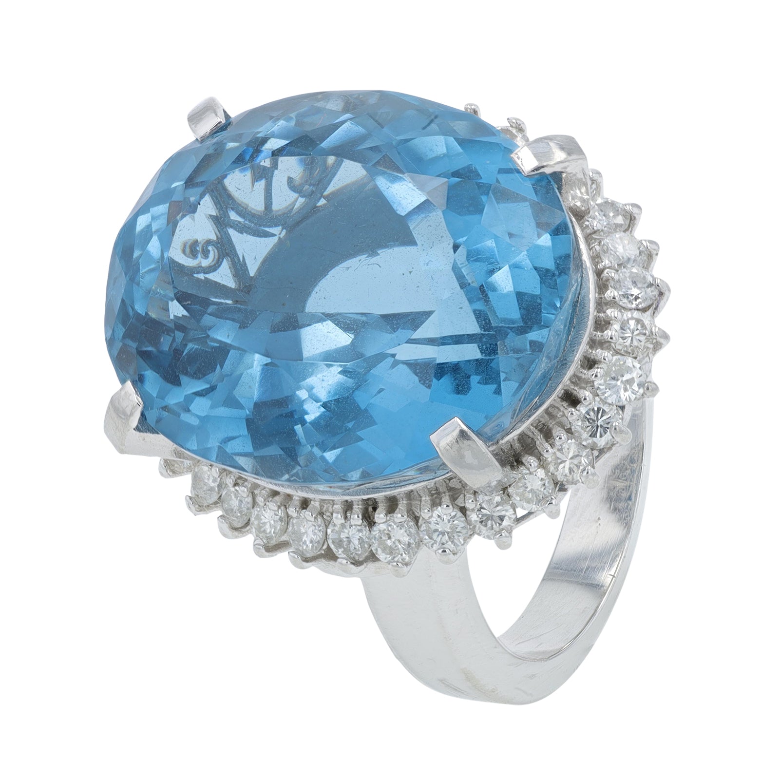 PT900 28.62 CT Blue Topaz Cocktail Ring