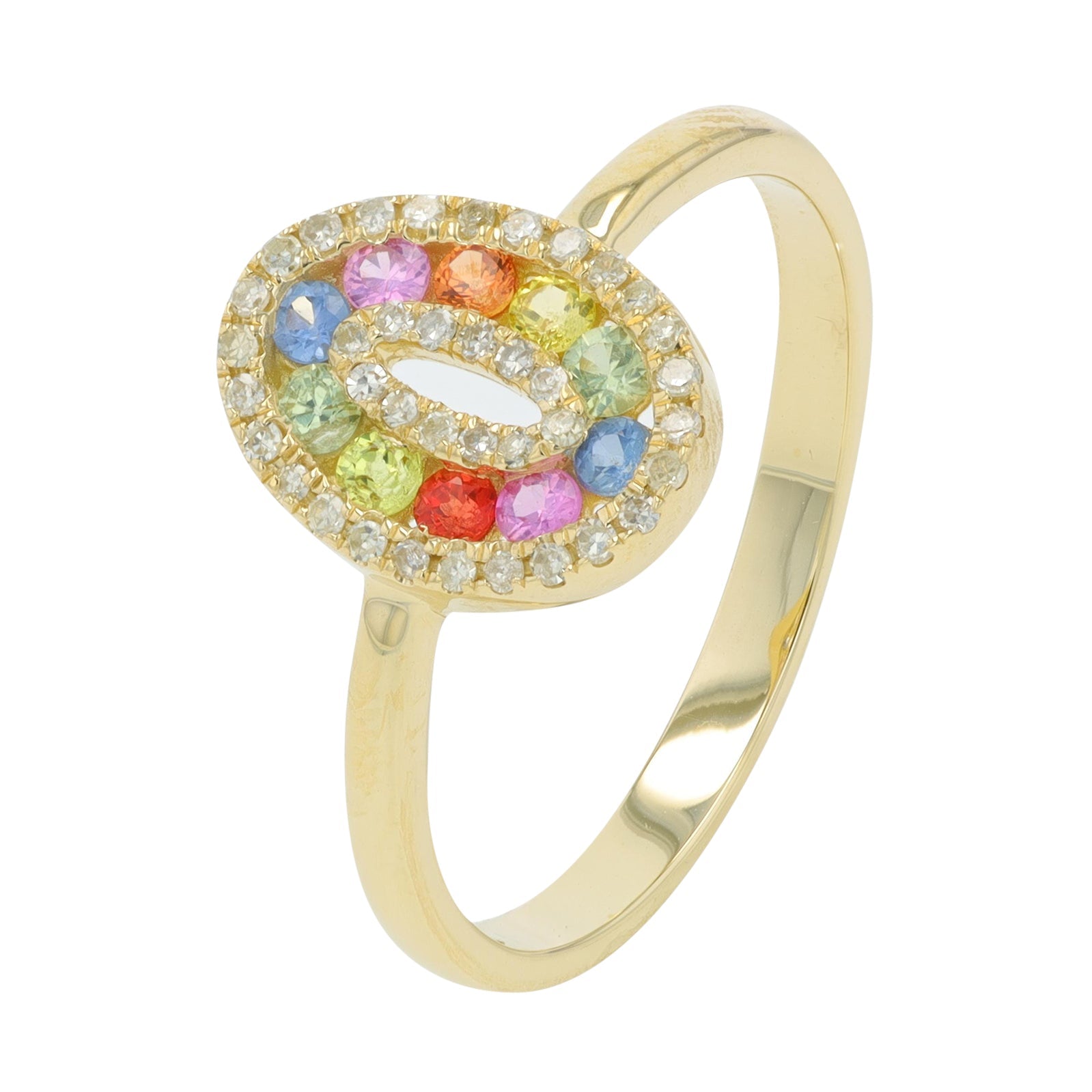 14K YG .32 CT Multi Sapphire Ring