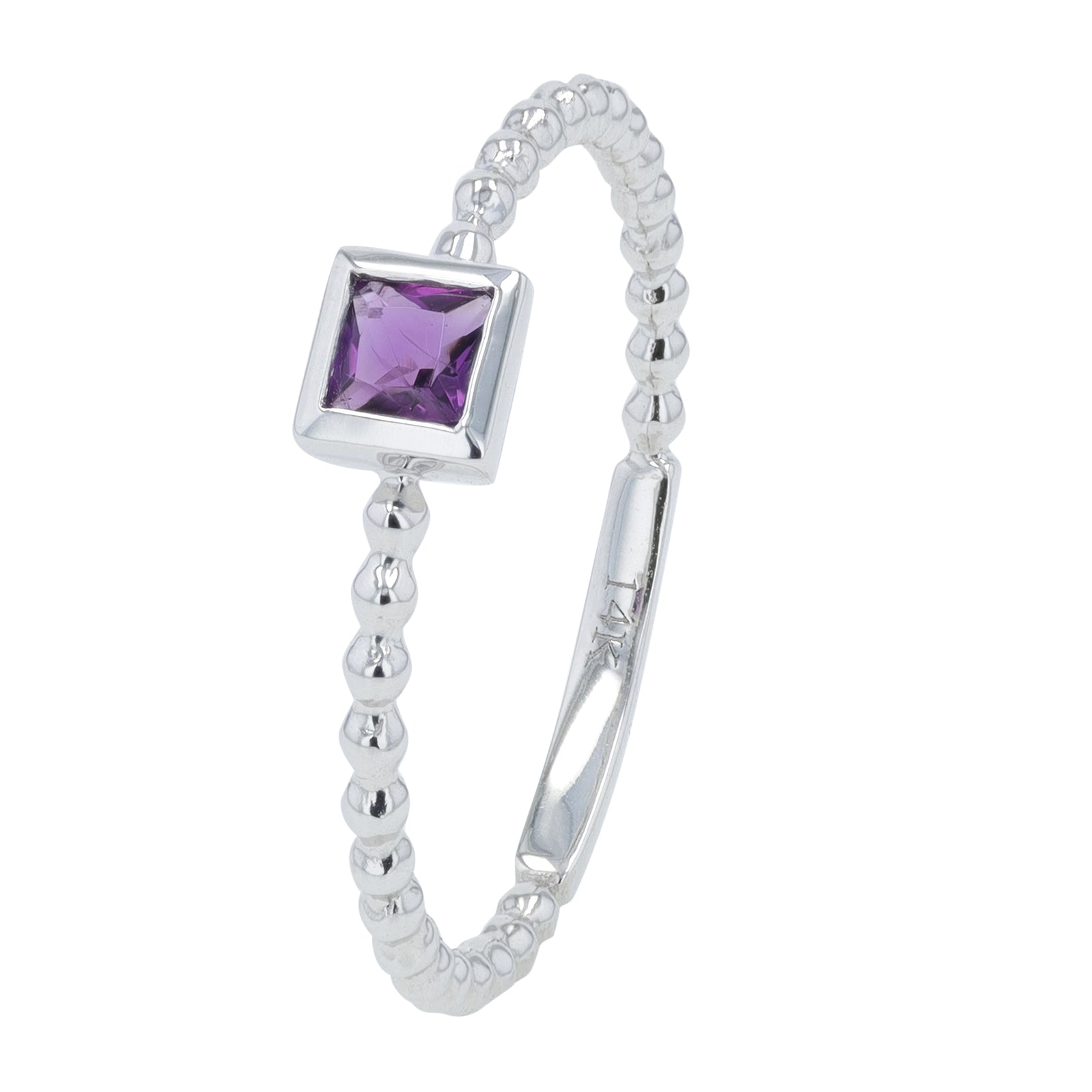 14K WG Amethyst Center Ring