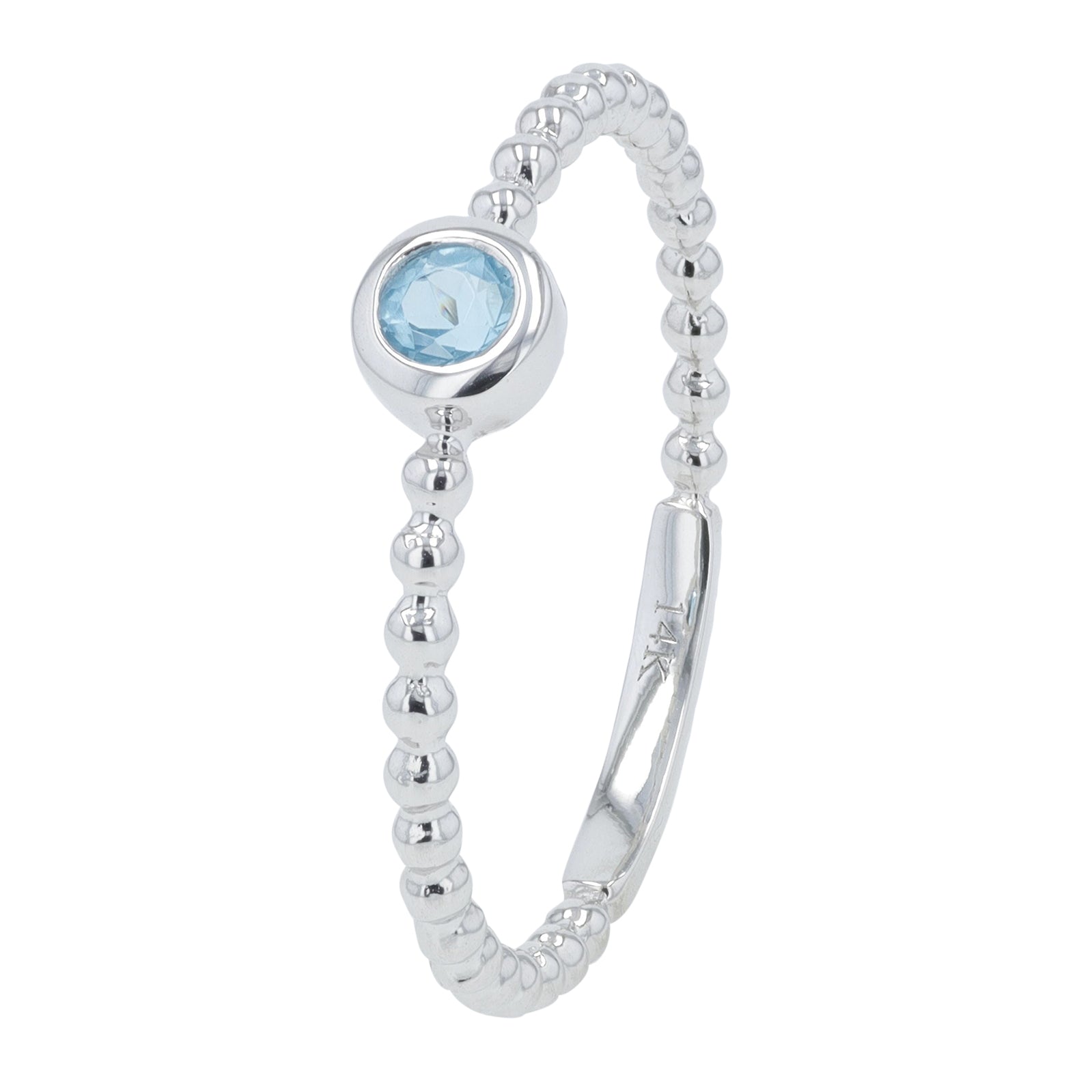 14K WG Blue Topaz Center Ring