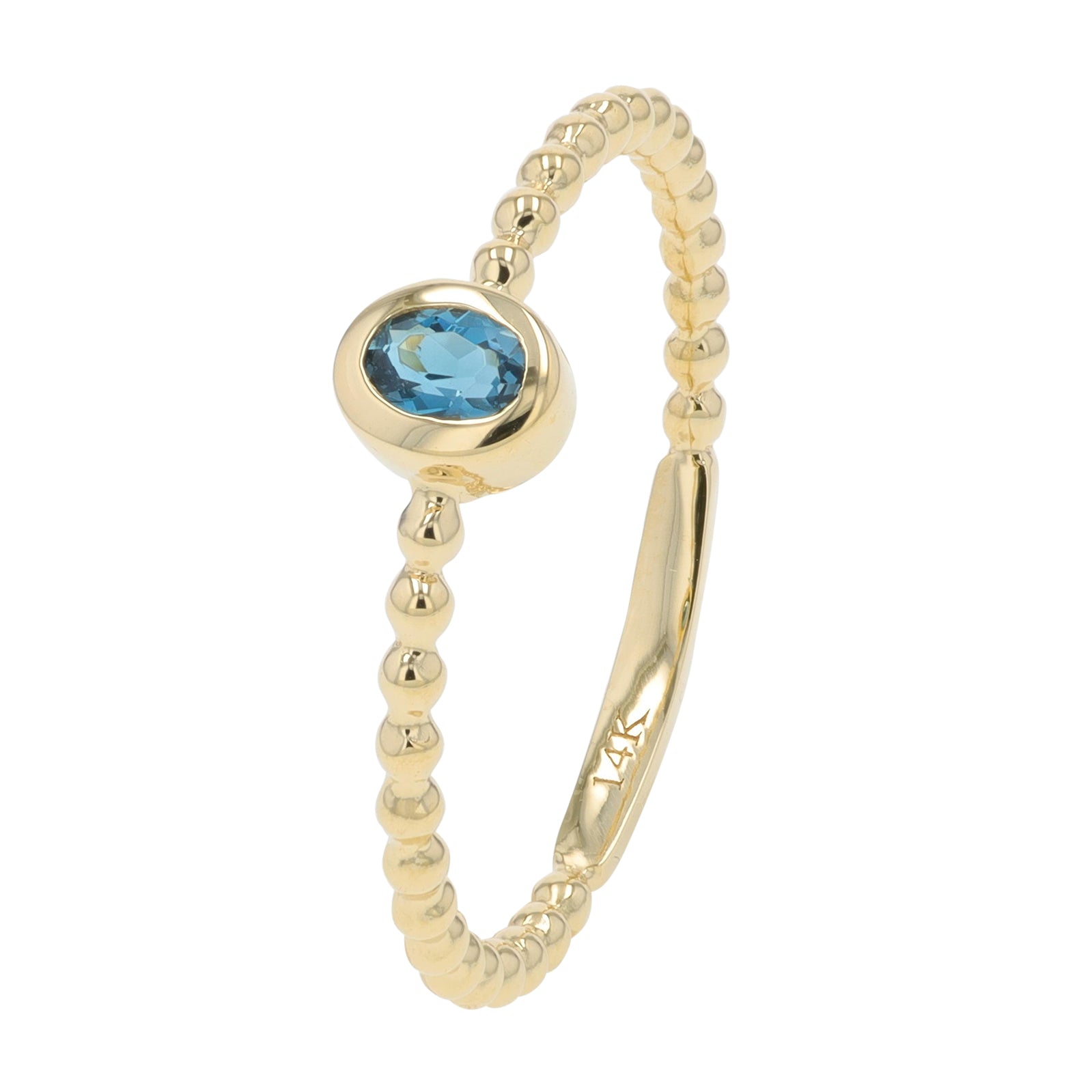 14K YG .15 CT London Blue Topaz Bezel Set Ring
