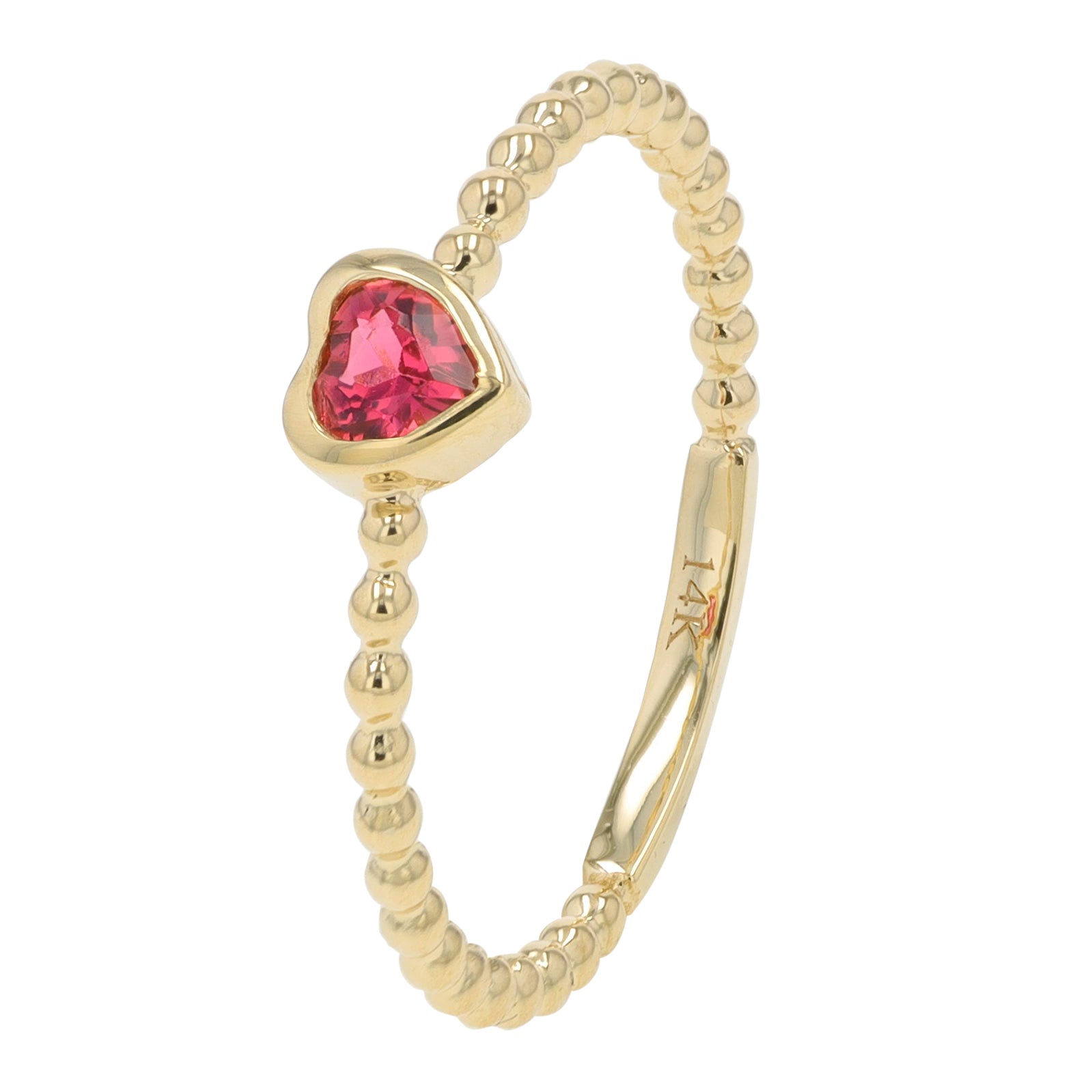 14K YG .16 Pink Tourmaline Heart Ring