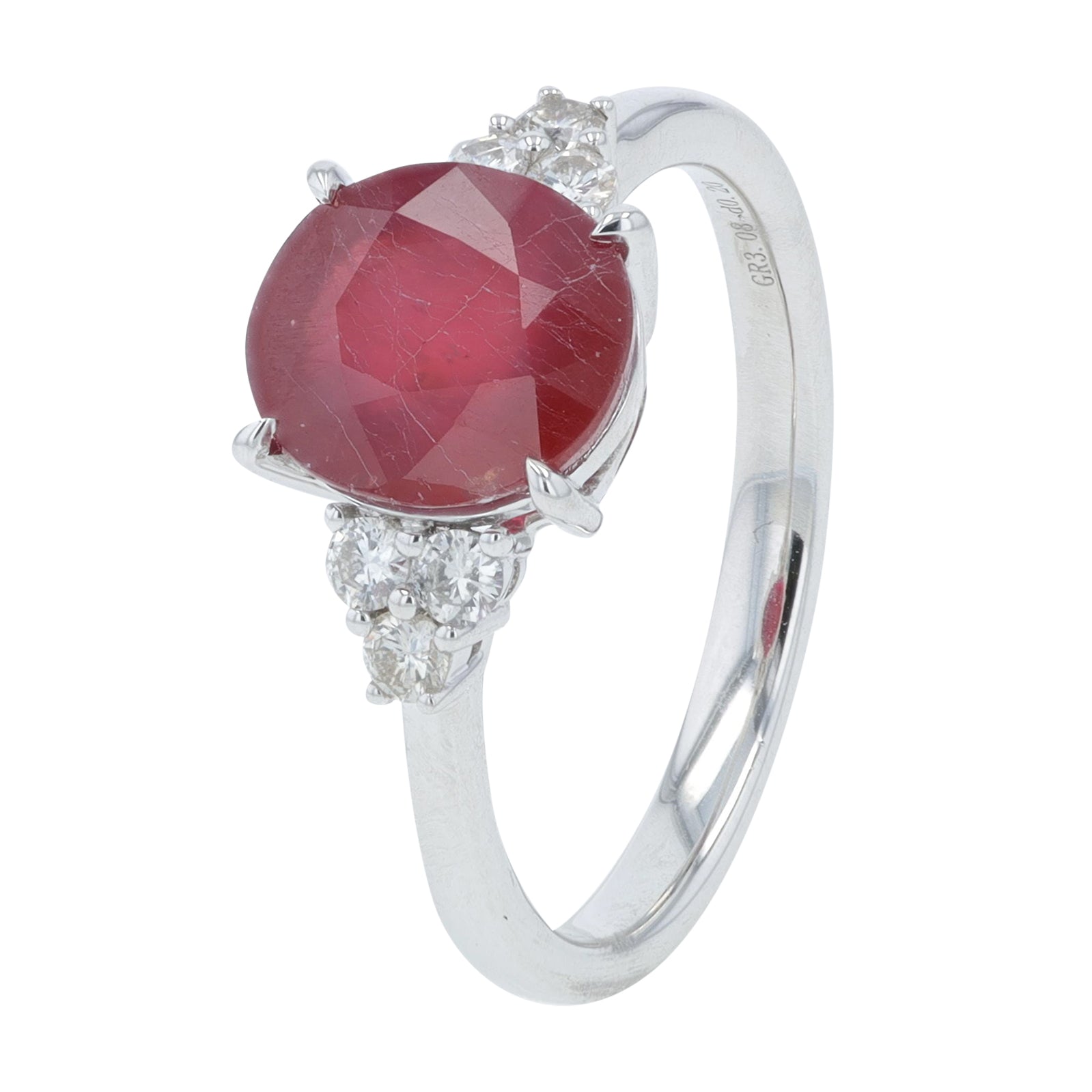 14K WG 3.08 CT Glass Filled Ruby Ring