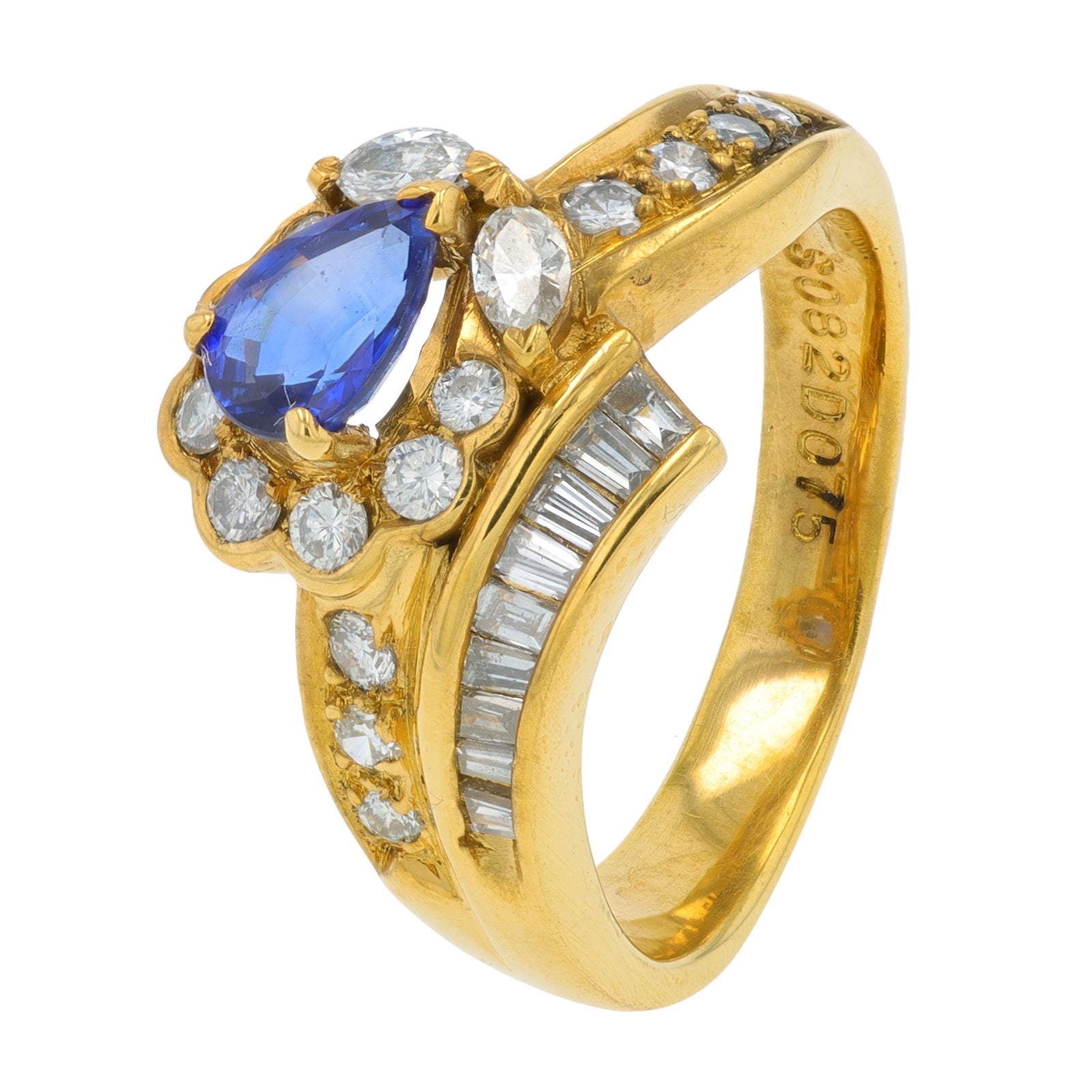 18K YG .82 CT Sapphire Ring