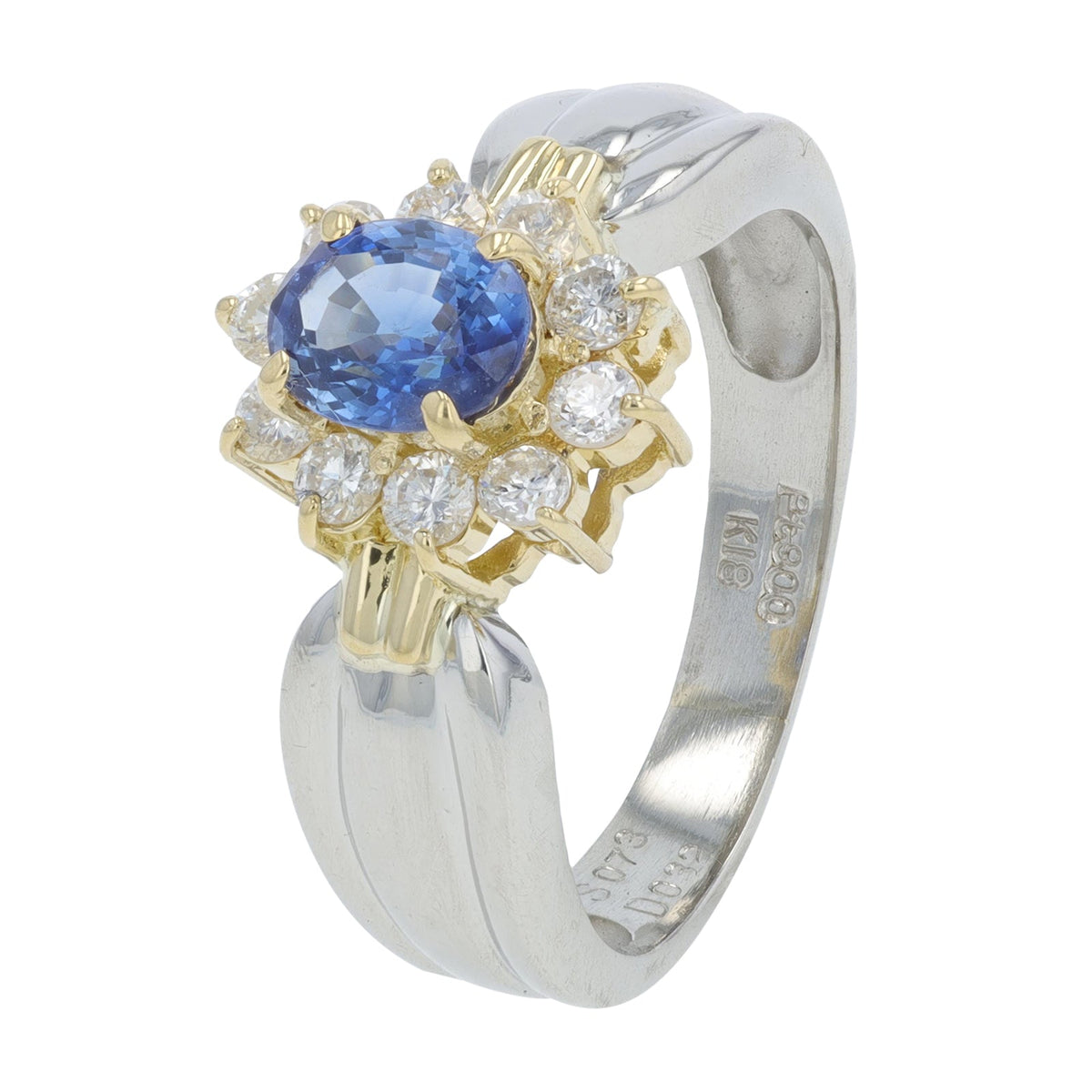 18K YG/PT900 .73 CTW Sapphire Band