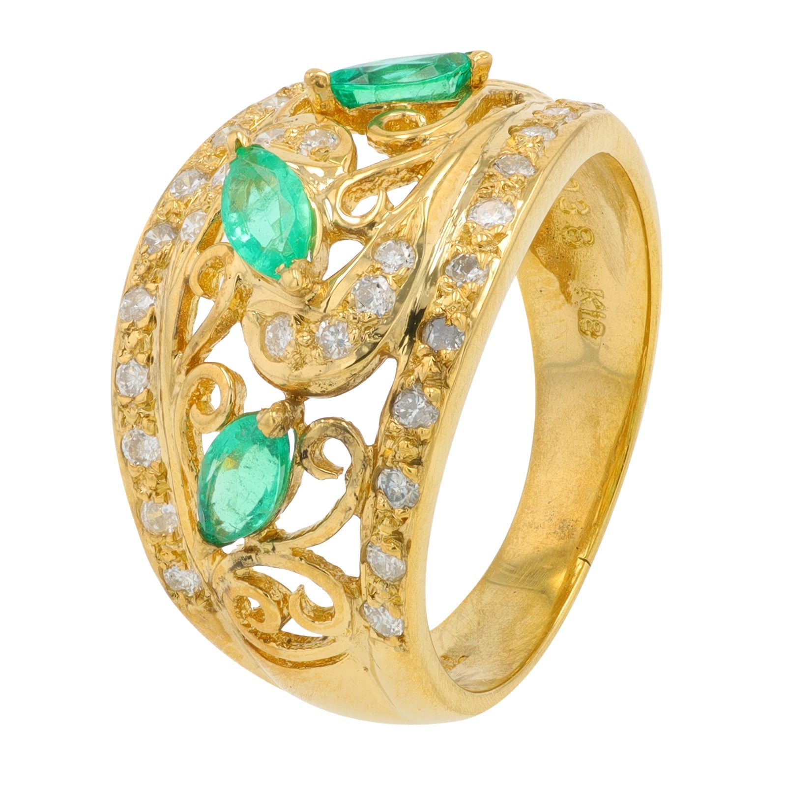 18K YG .38 CTW Emerald Ring