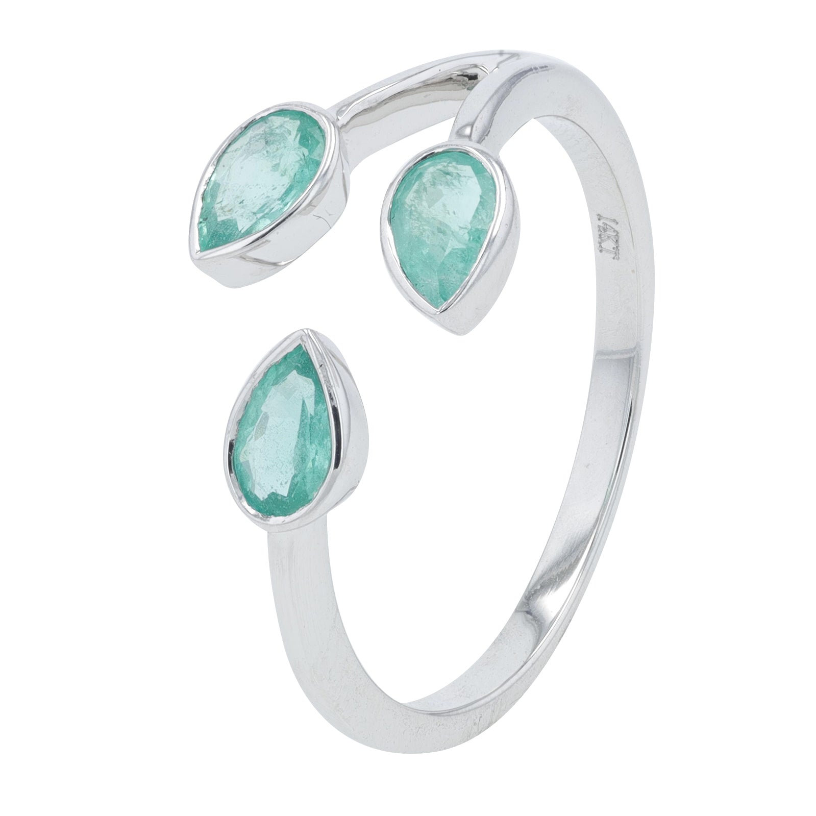 14K WG .58 CTW Emerald Bypass Ring
