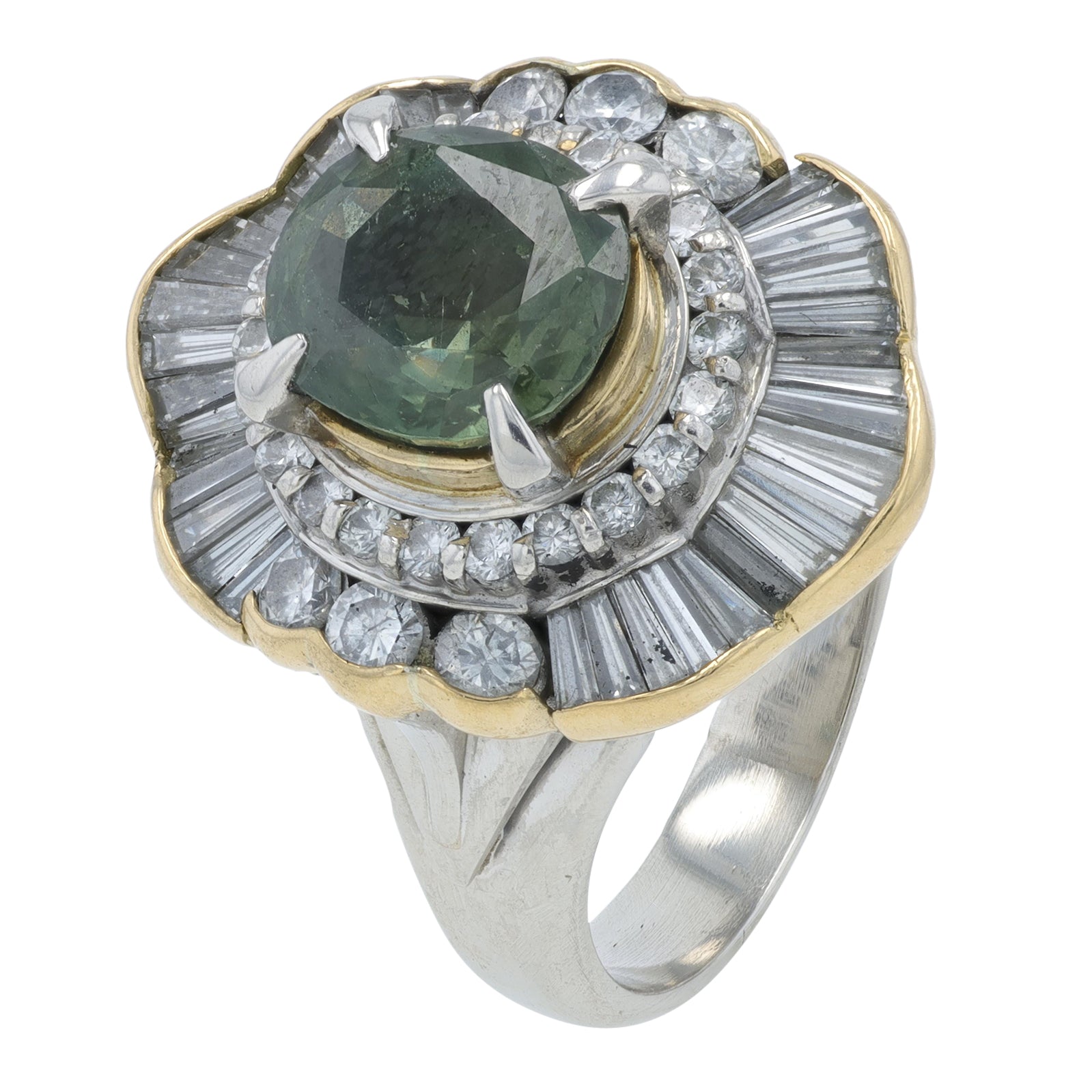 PT900/18K YG 2.722 CT Demantoid Garnet Cocktail Ring