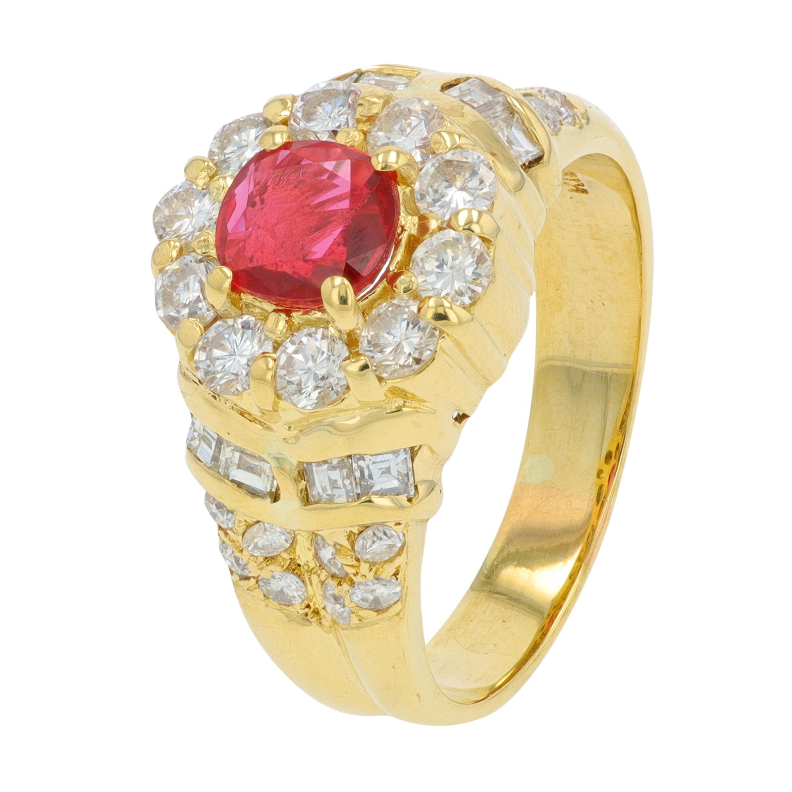 18K YG .92 CTW Ruby Ring