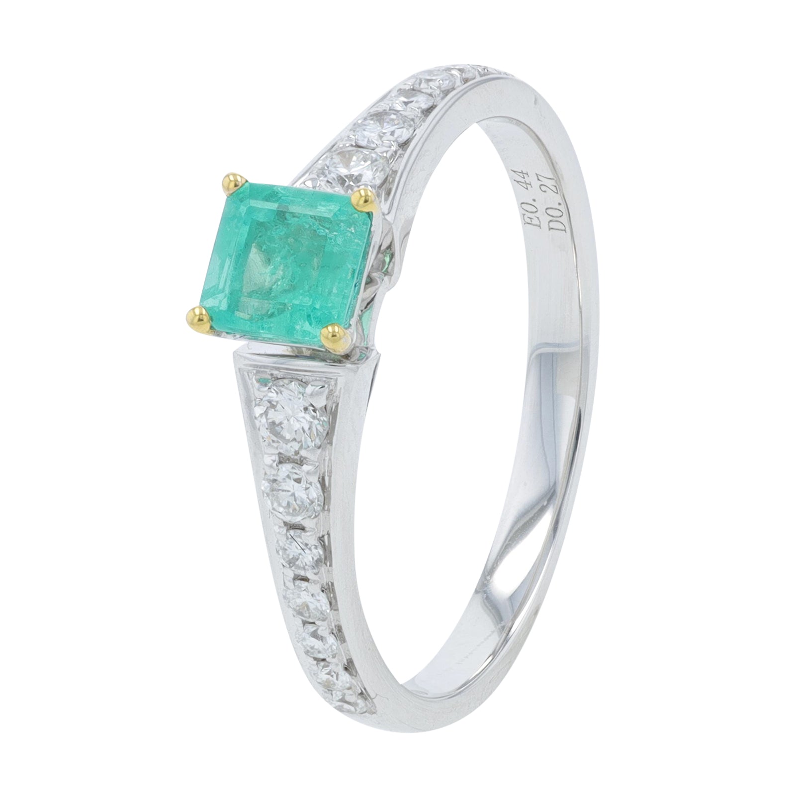 18K TT .44 CTW Emerald Ring