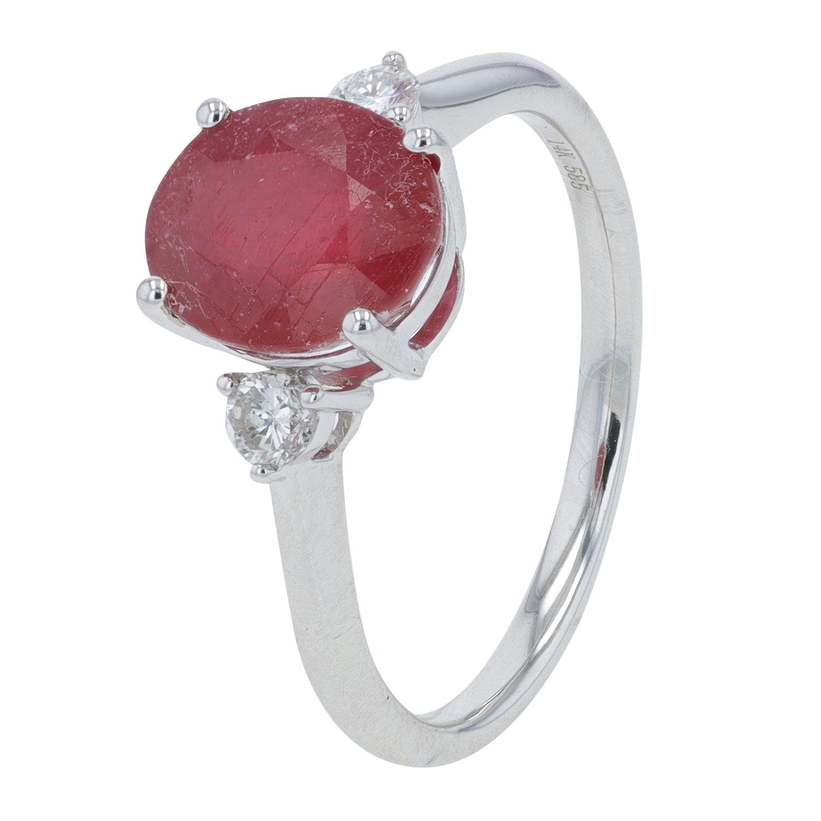 14K WG 2.92 CT Glass Filled Ruby Ring