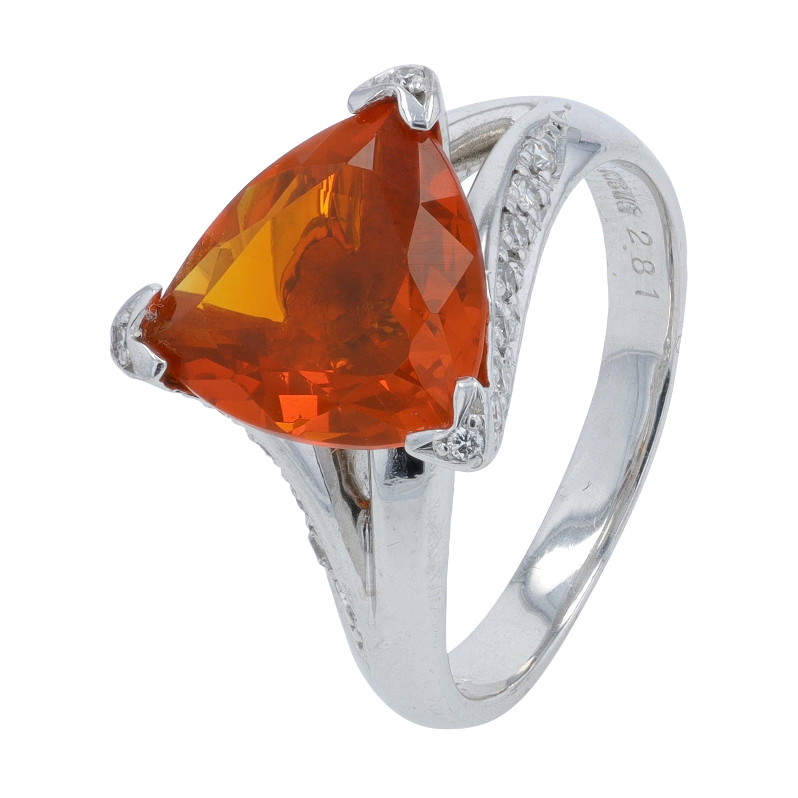 18K WG 2.81 CT Fire Opal Ring