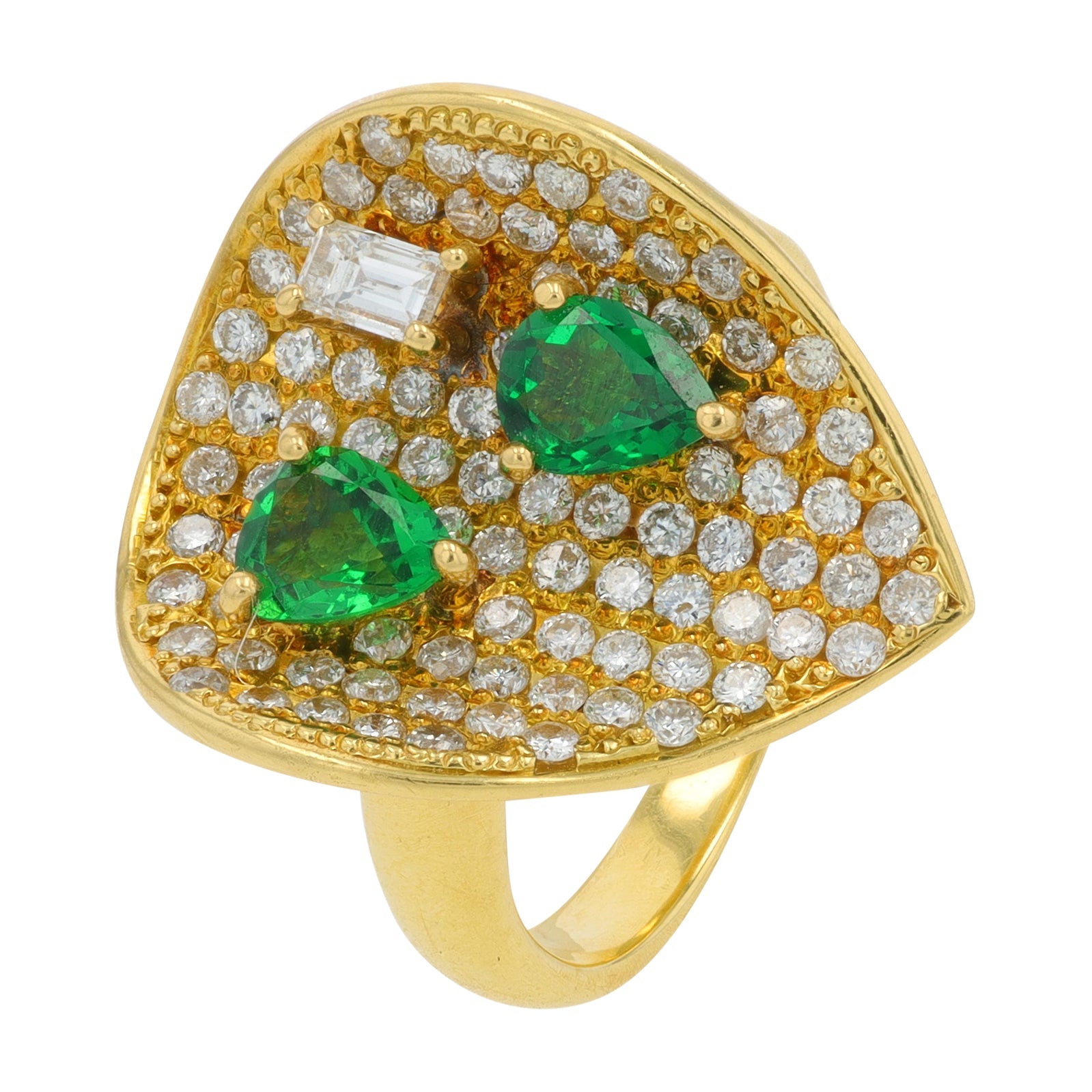 18K YG .874 CT Green Garnet Ring