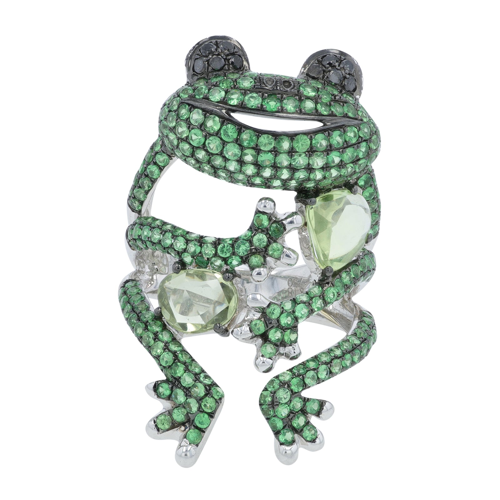 18K WG 2.50 CTW Tsavorite Frog Ring