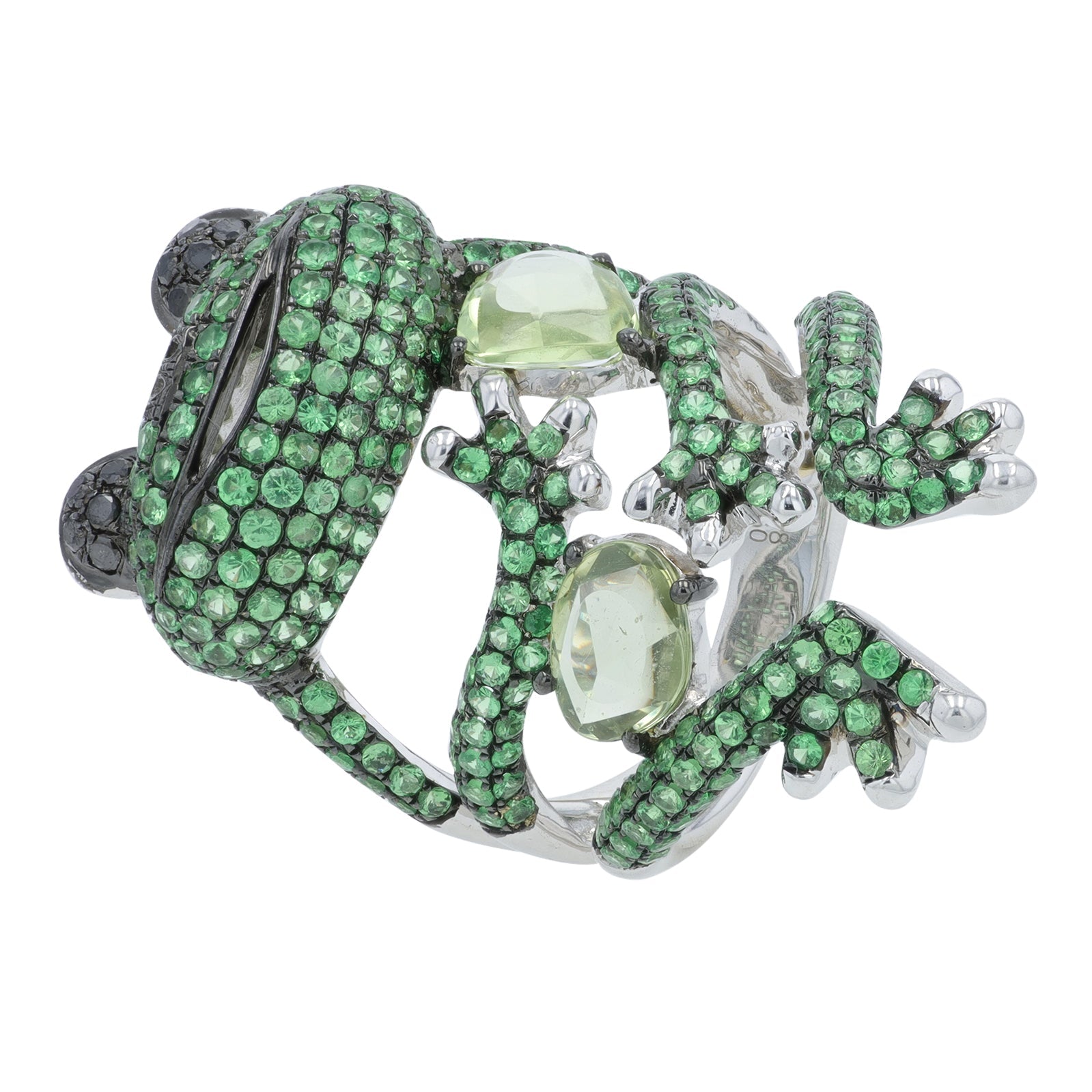 18K WG 2.50 CTW Tsavorite Frog Ring