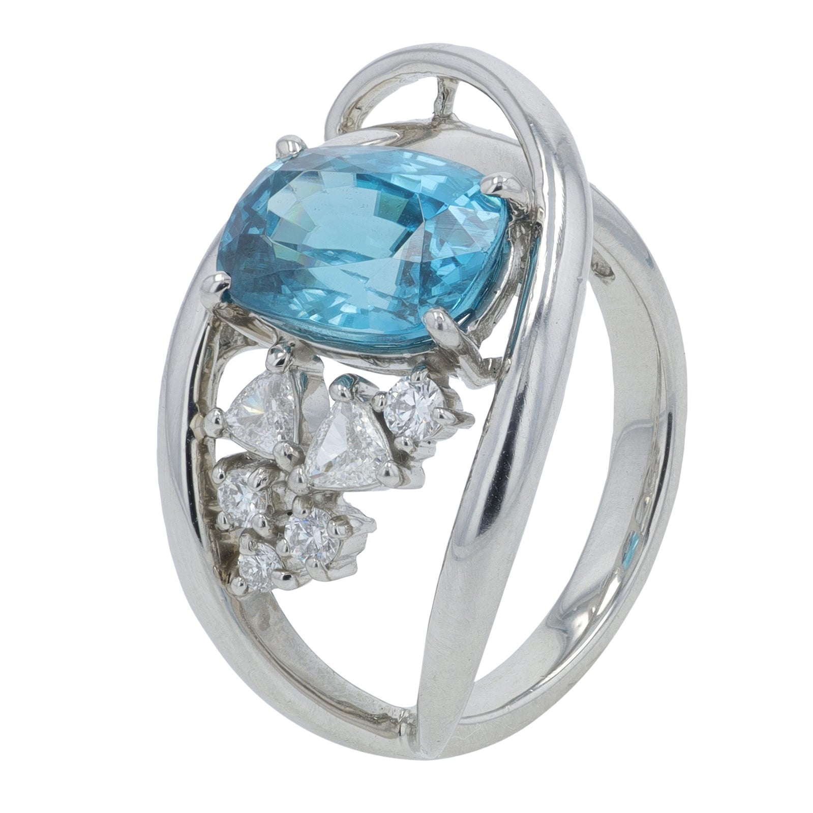 18K WG 4.66 CT Zircon Crossover Ring