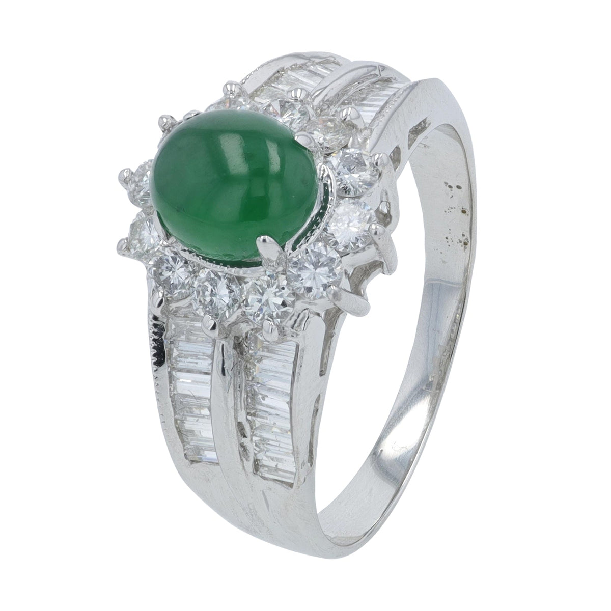 18K WG 1.17 CT Jade Center Ring