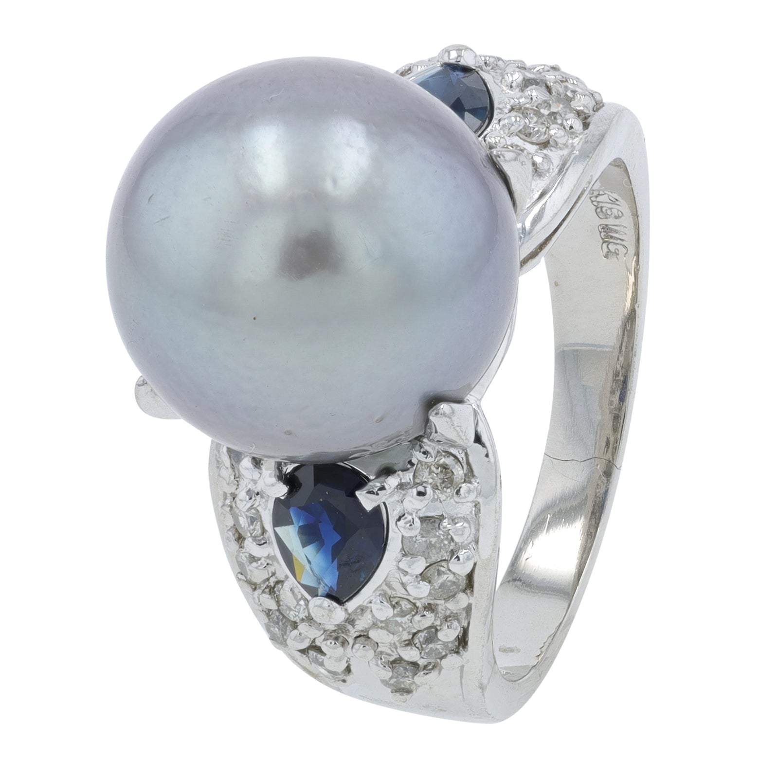 18K WG 12.8 MM Tahitian Pearl Ring