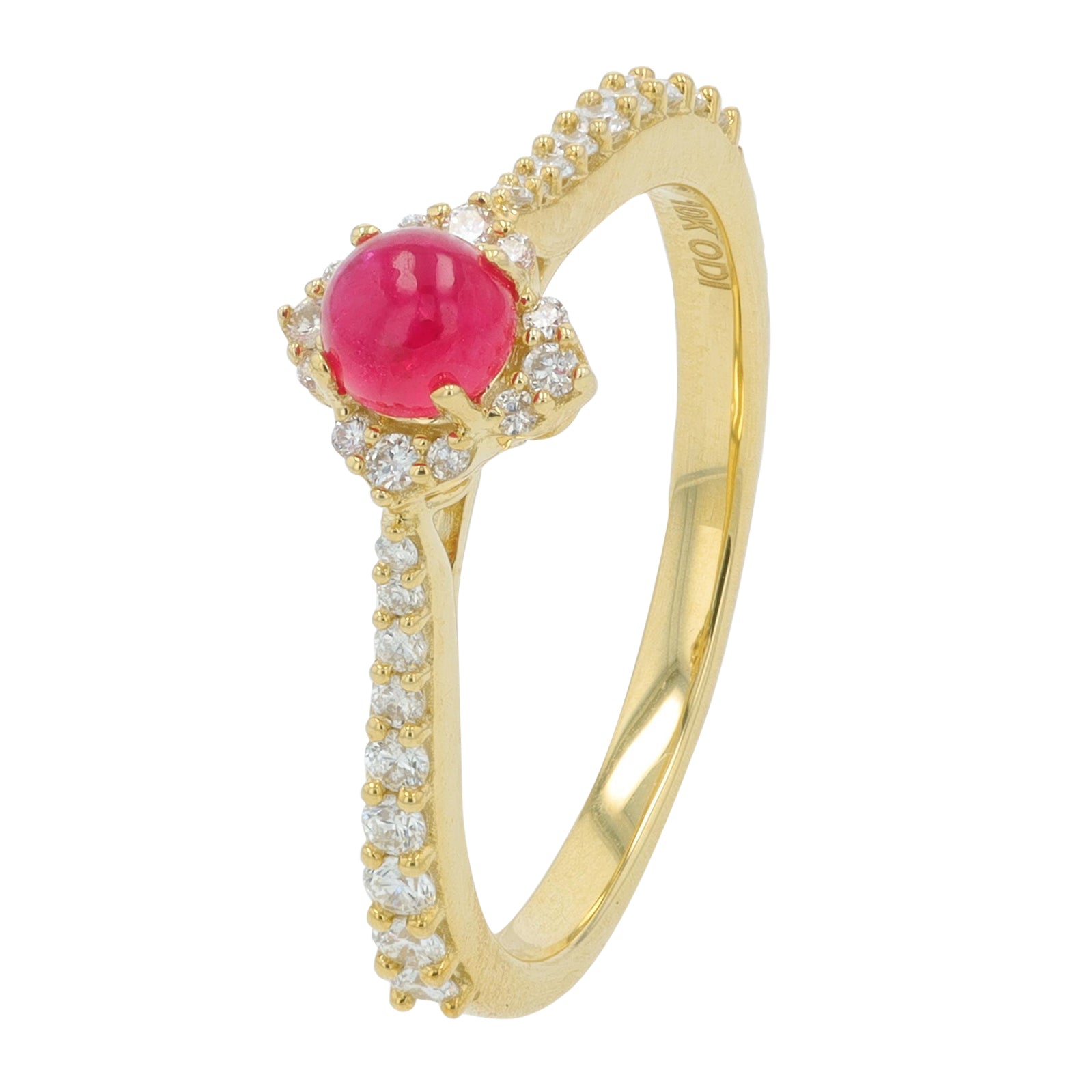 10K YG .42 CT Cabouchon Ruby Ring