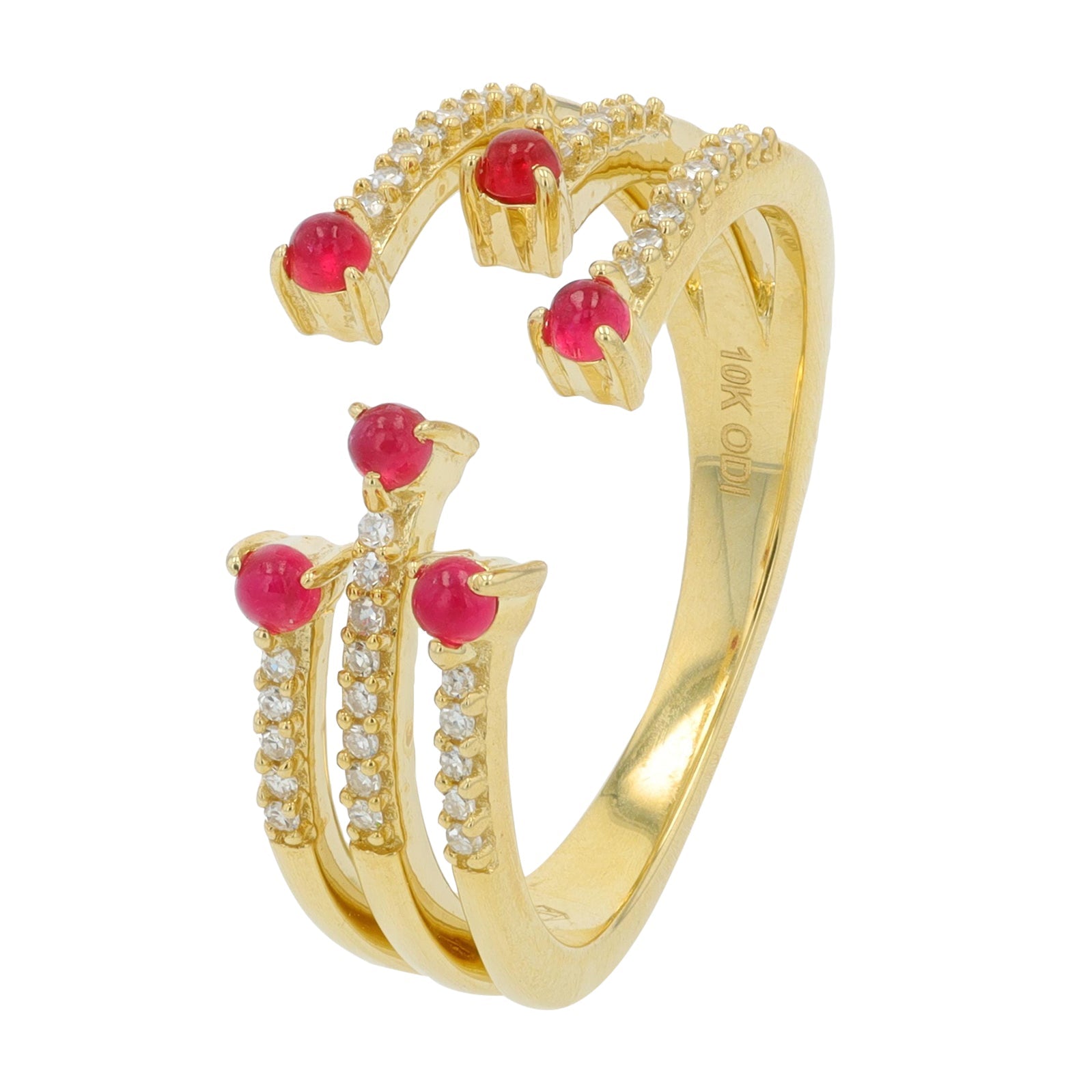 10K YG .13 CT Ruby Cuff Ring