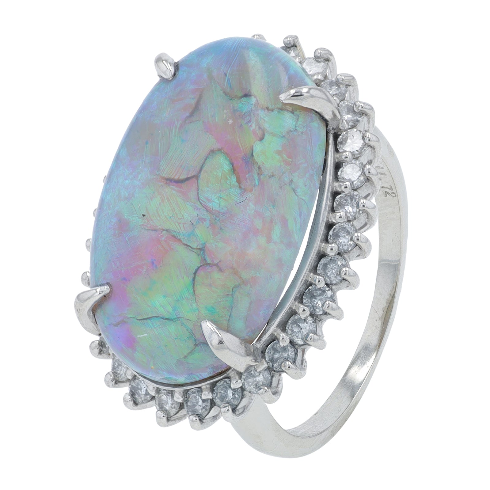 PT950 11.72 CT Black Opal East to West Ring