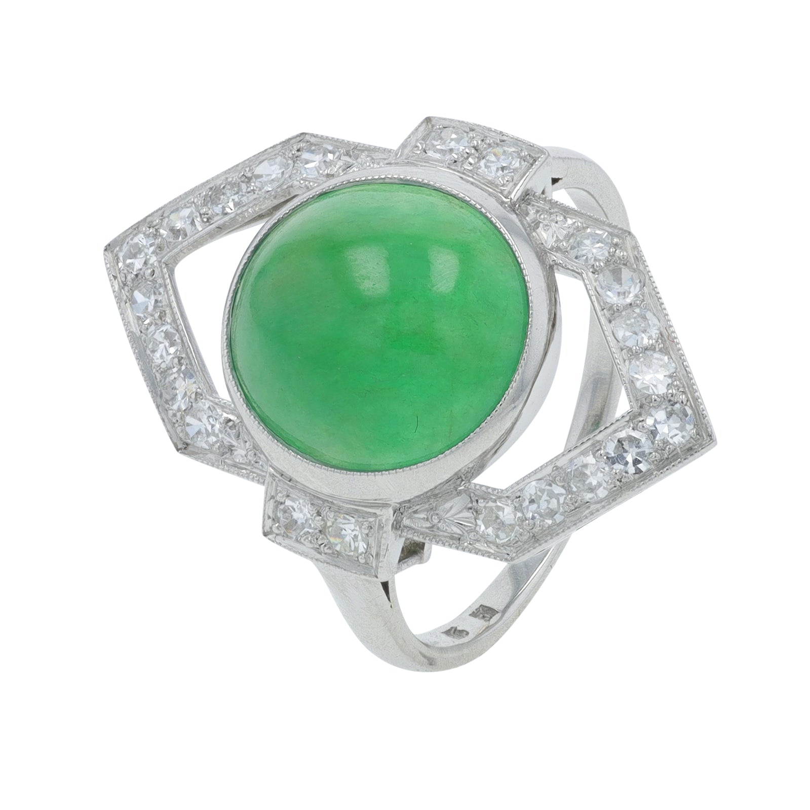 PT900 Mikimoto 5 CT Jade Ring