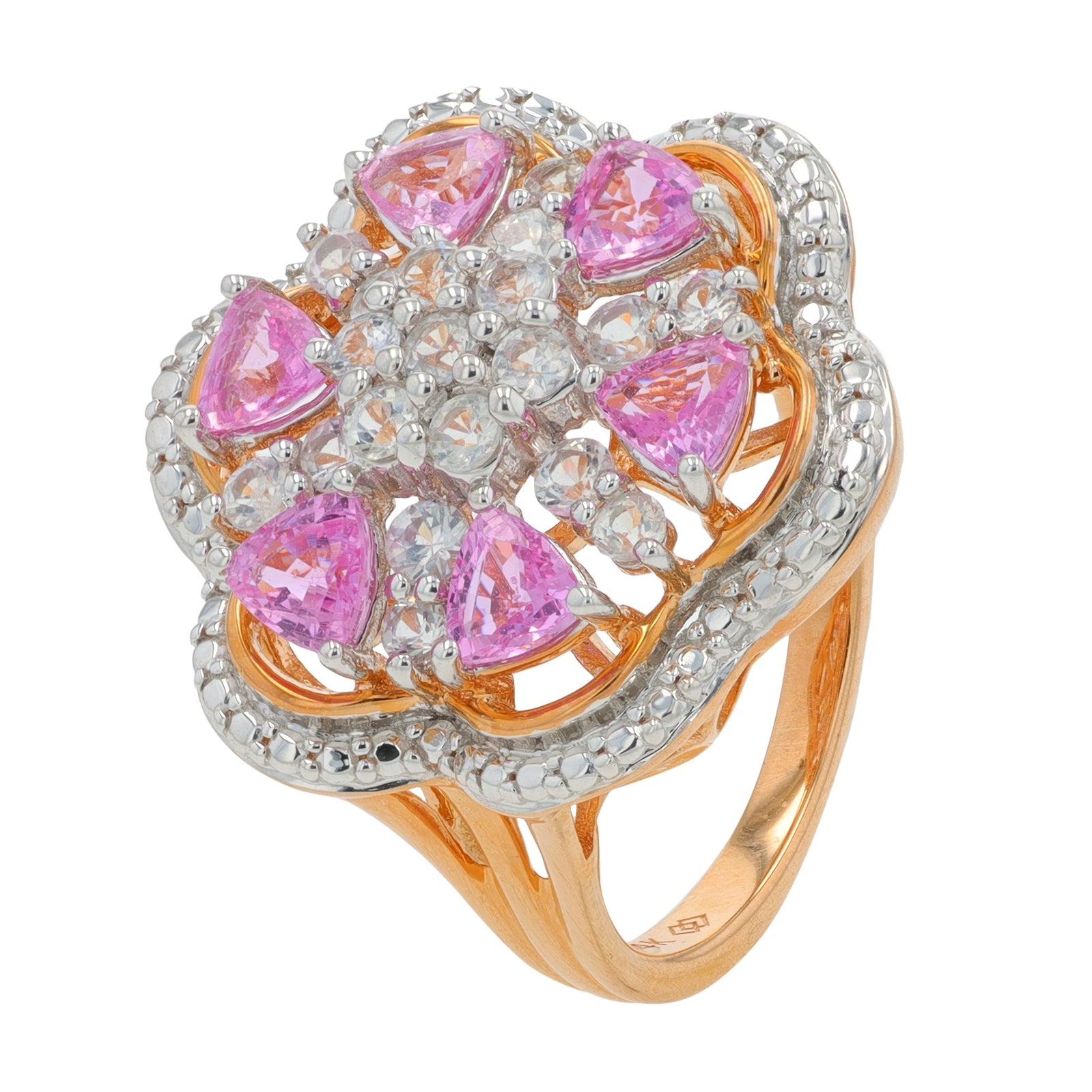 14K RG 2 CT Pink & White Sapphire Ring