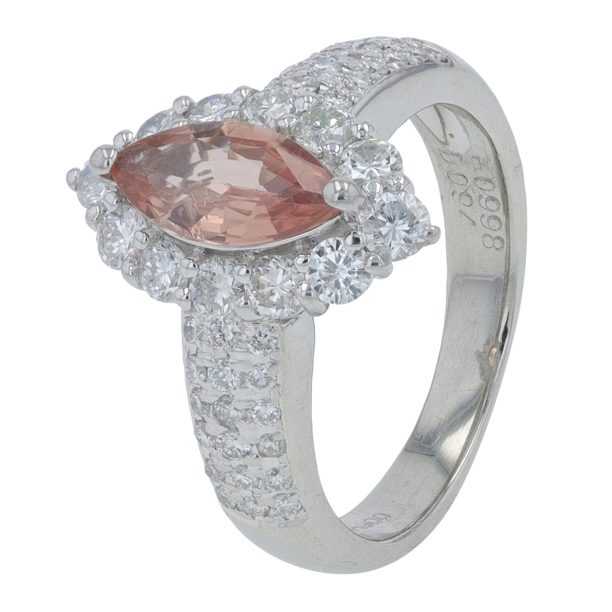 PT900 .99 CT Pink Sapphire Marquise Ring
