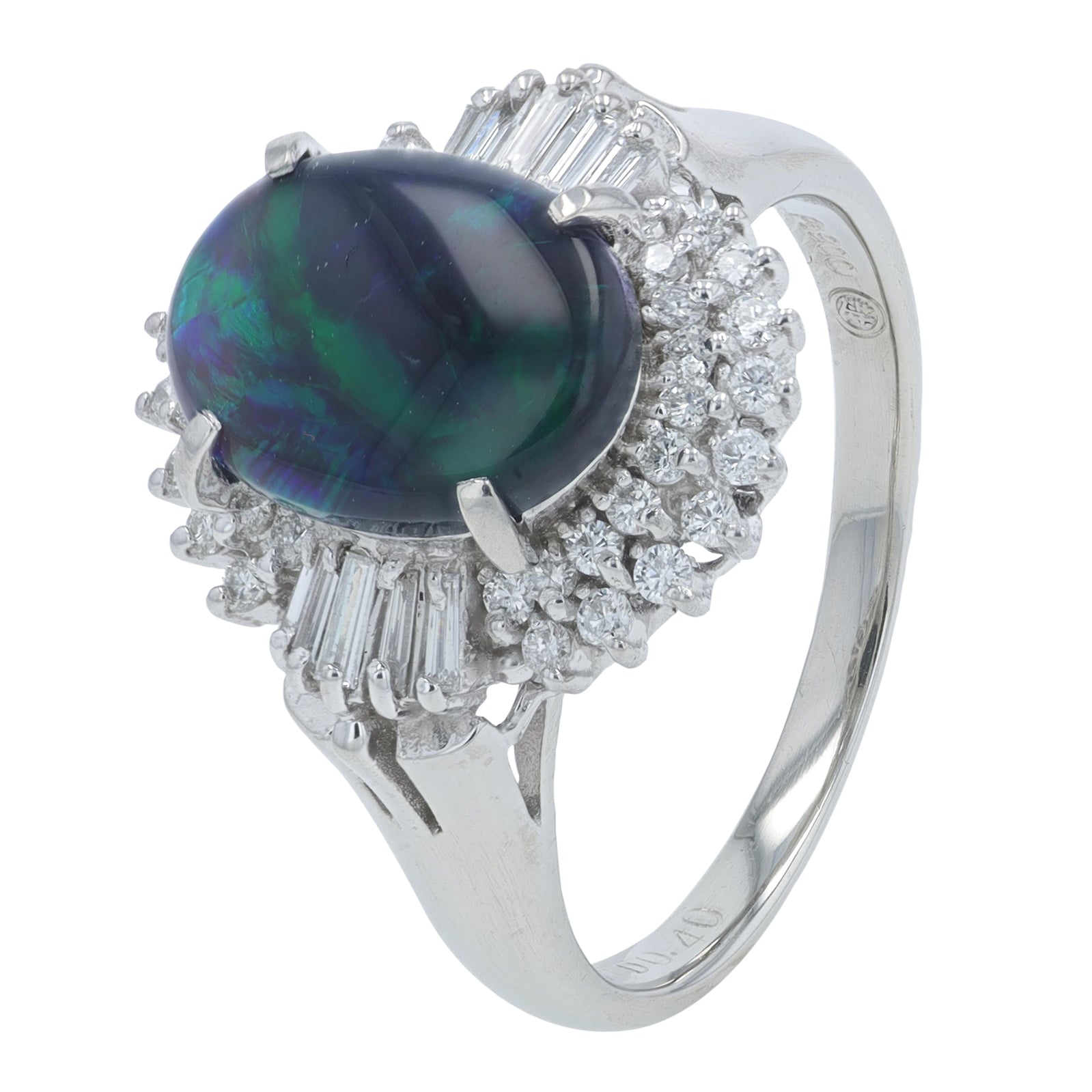 PT900 1.81 CT Black Opal Center Ring