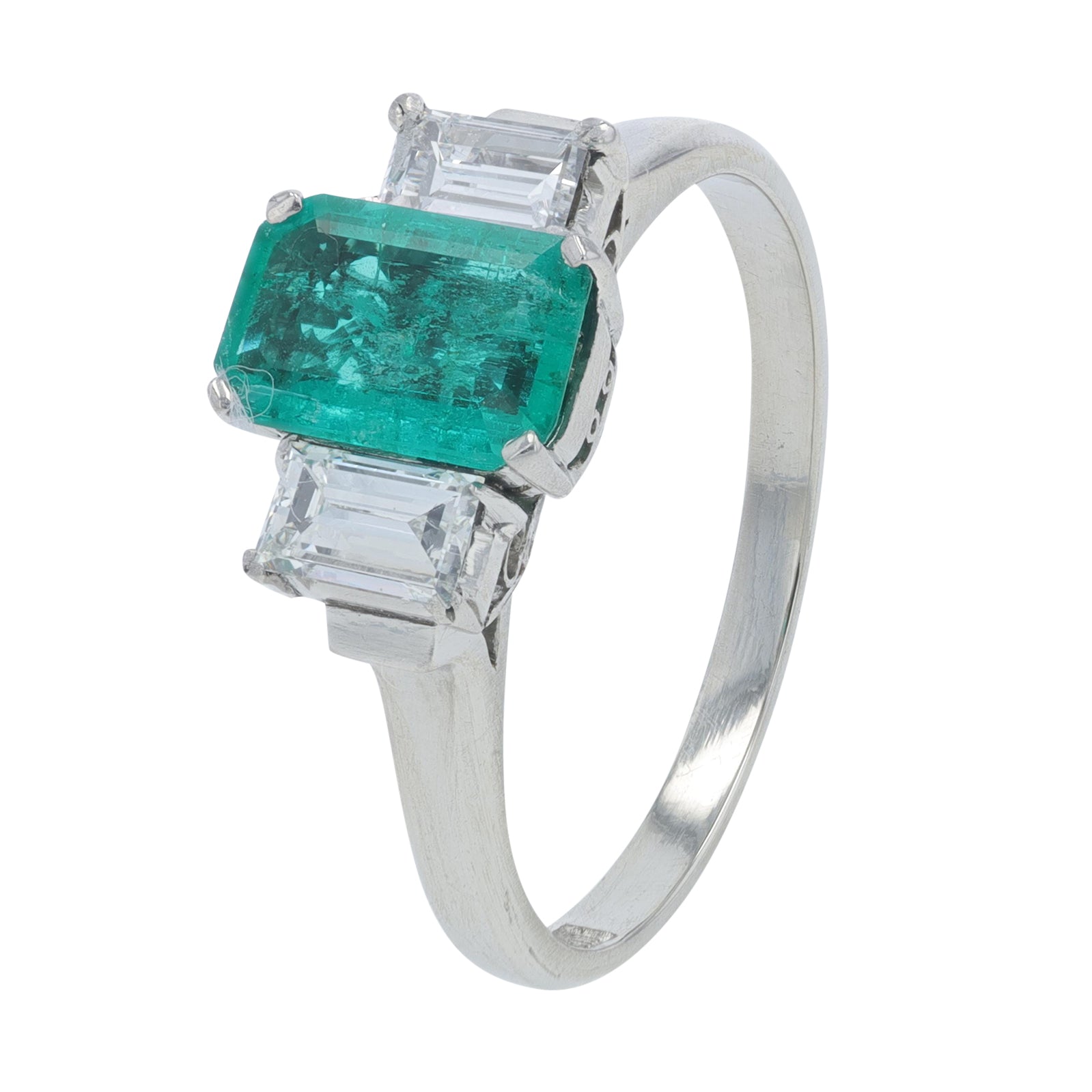 PLAT .78 CT Emerald Ring