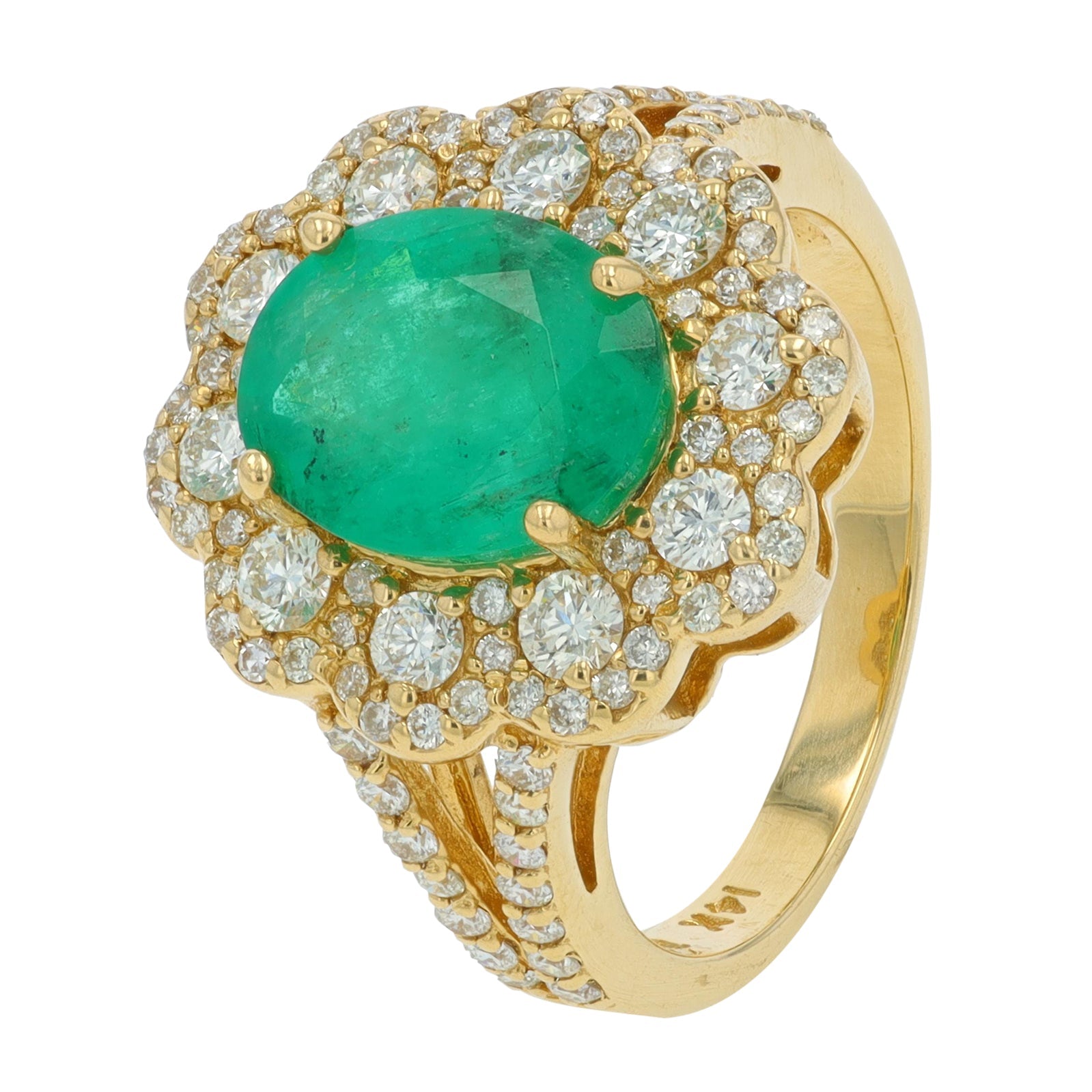 14K EFFY YG 2.14 CT Emerald Ring